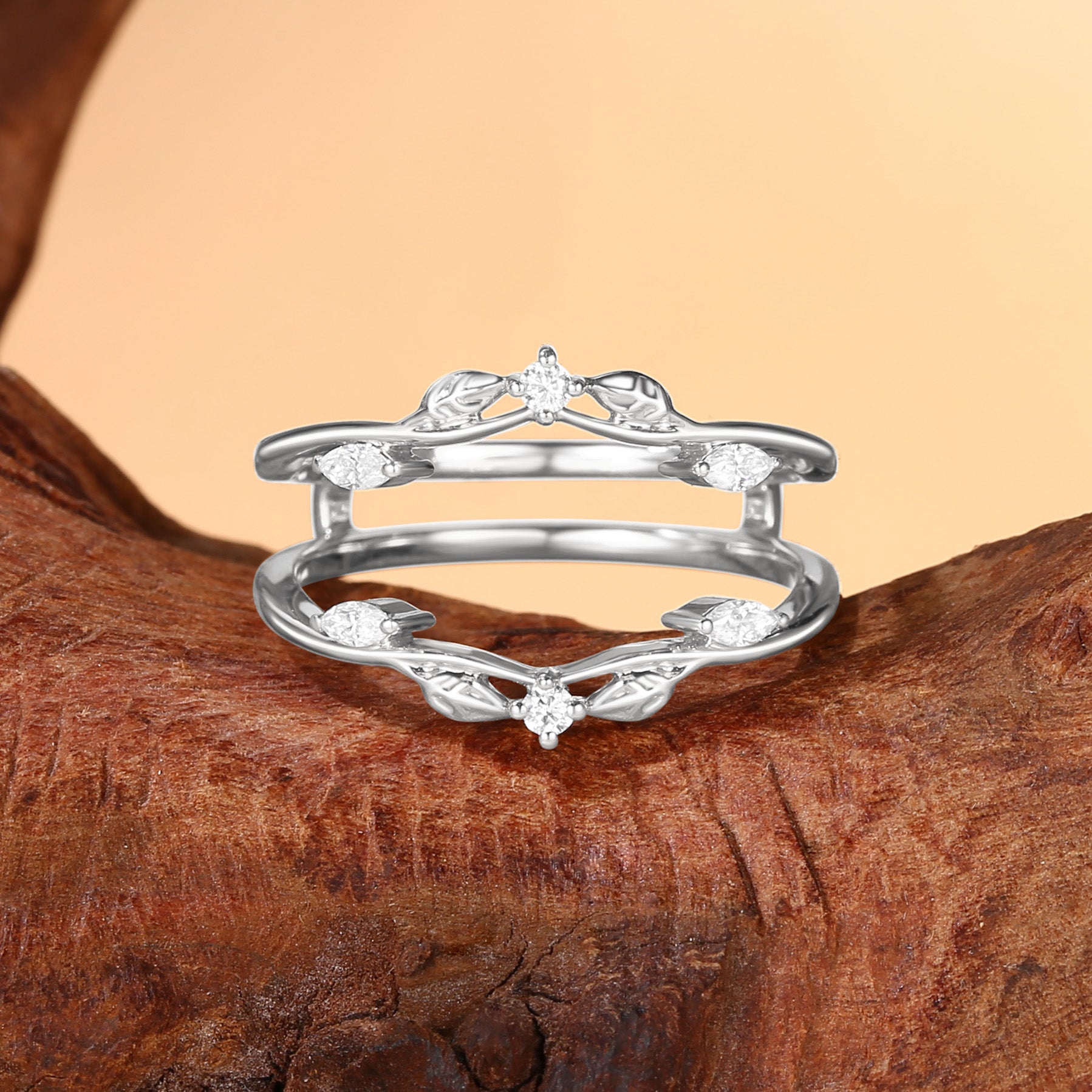 Greta - Moissanite Nature Inspired Enhancer Wedding Band