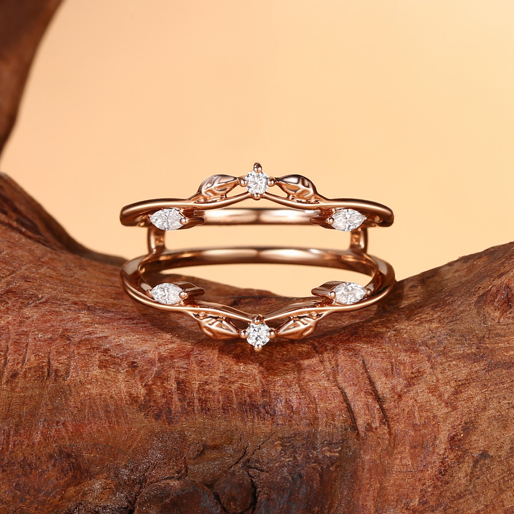 Greta - Moissanite Nature Inspired Enhancer Wedding Band