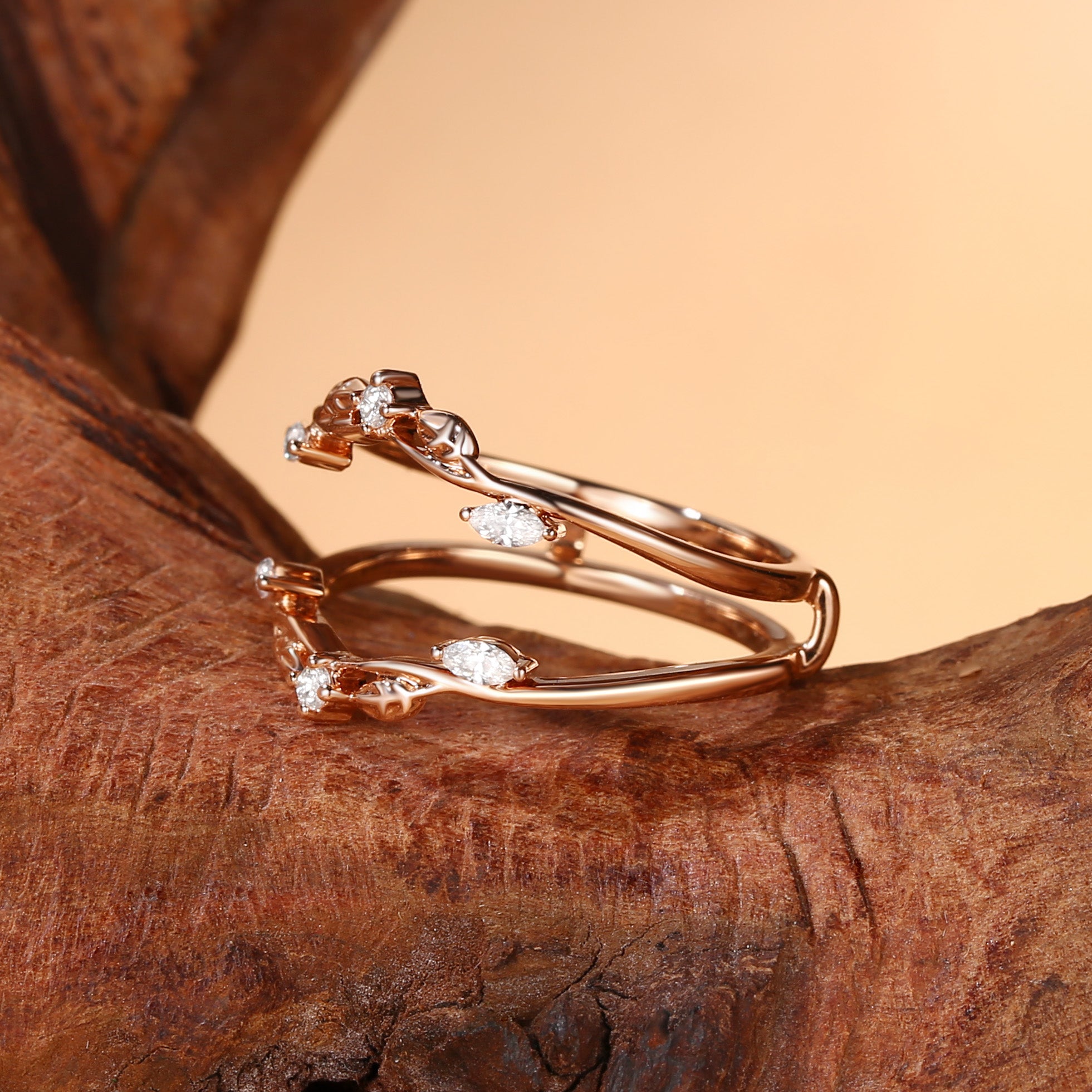 Greta - Moissanite Nature Inspired Enhancer Wedding Band