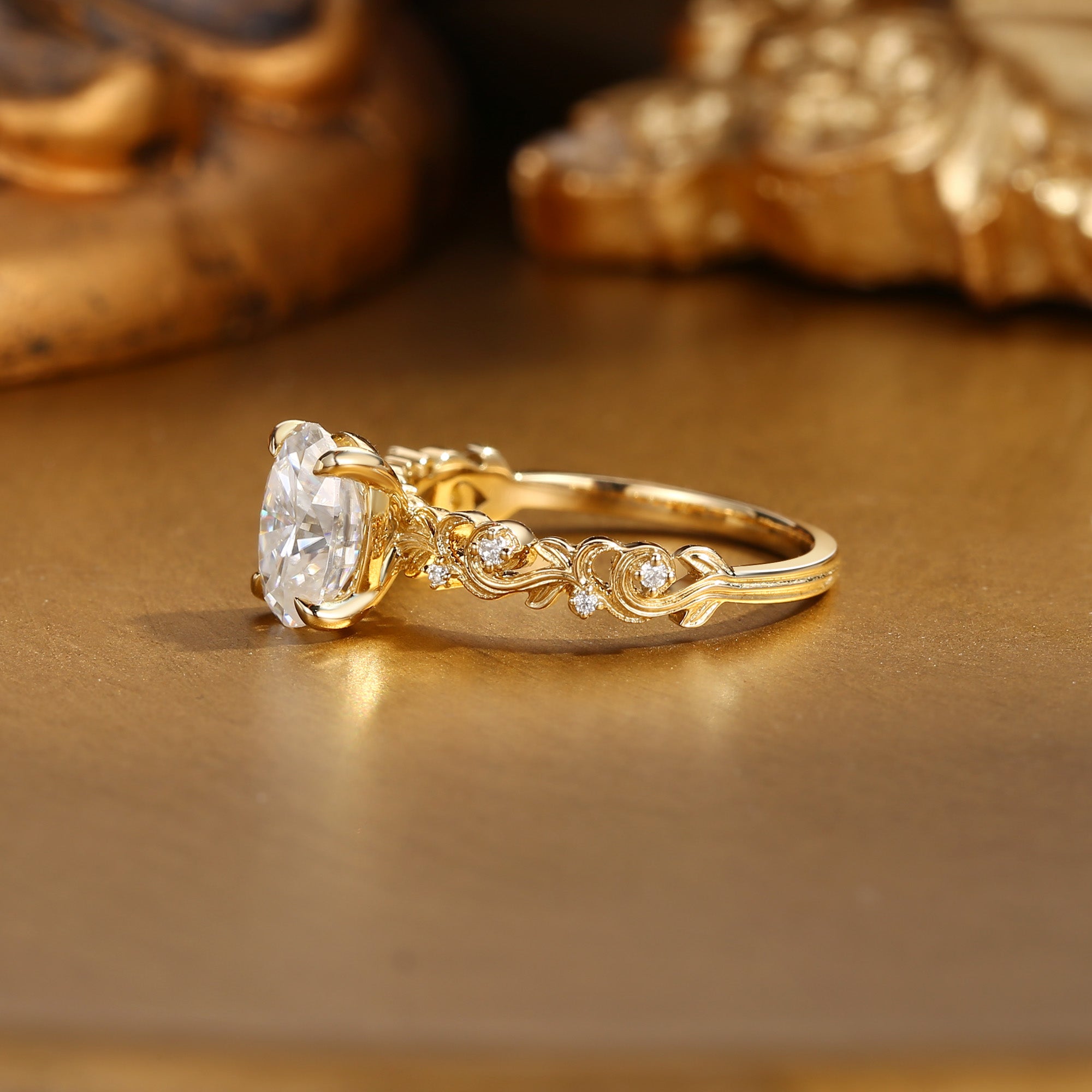 Bernadette - Art Deco Oval Cut Moissanite Extravagant Engagement Ring