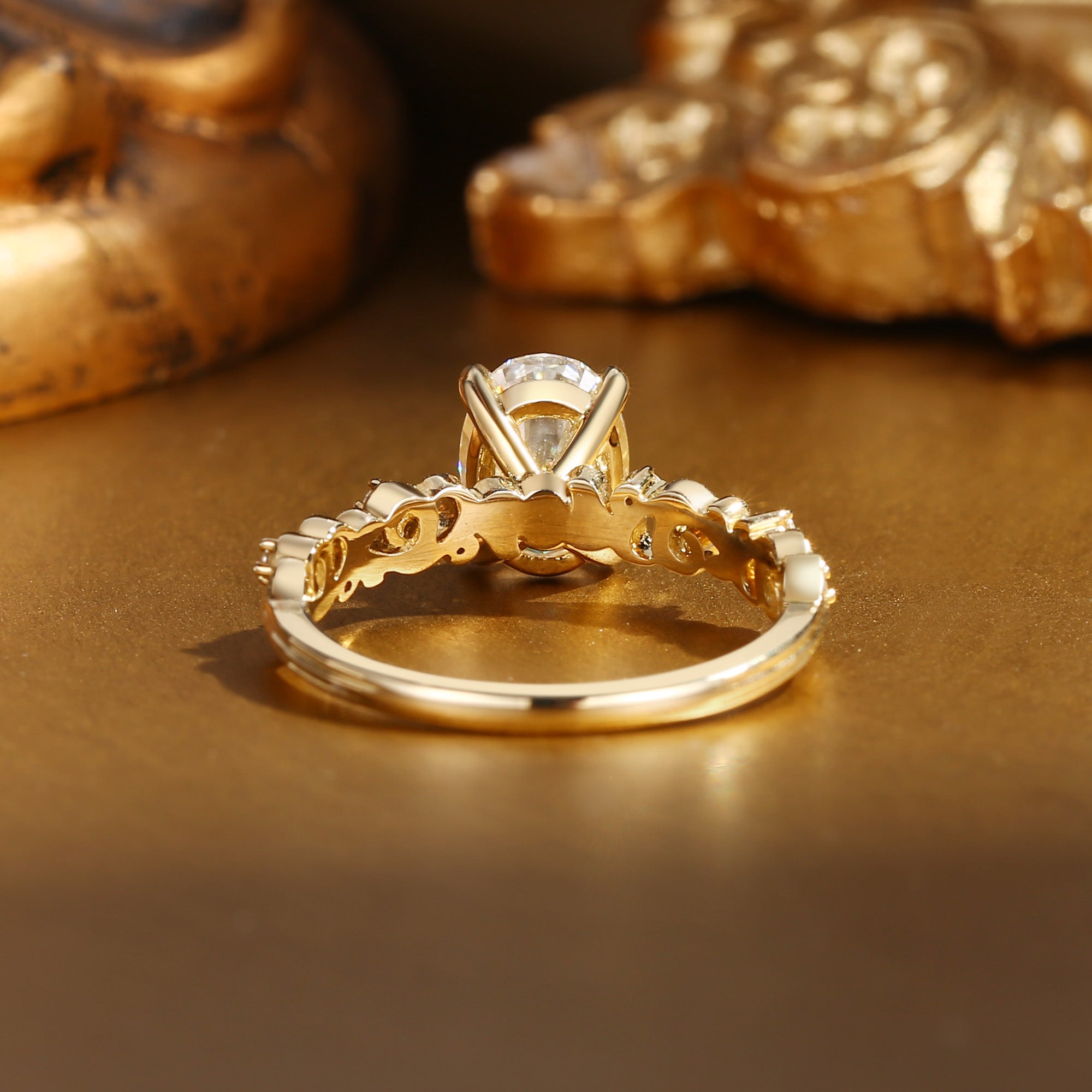 Bernadette - Art Deco Oval Cut Moissanite Extravagant Engagement Ring