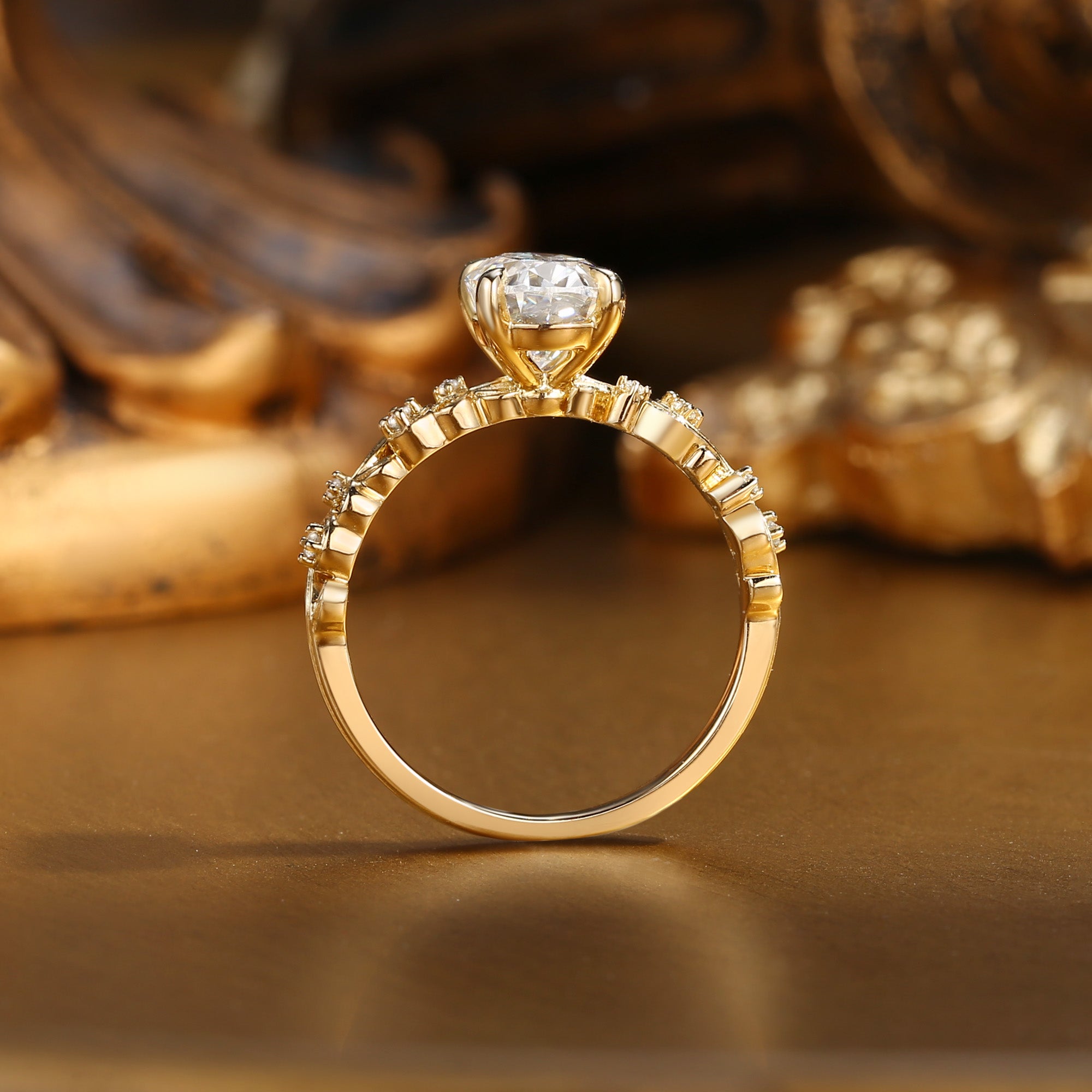 Bernadette - Art Deco Oval Cut Moissanite Extravagant Engagement Ring