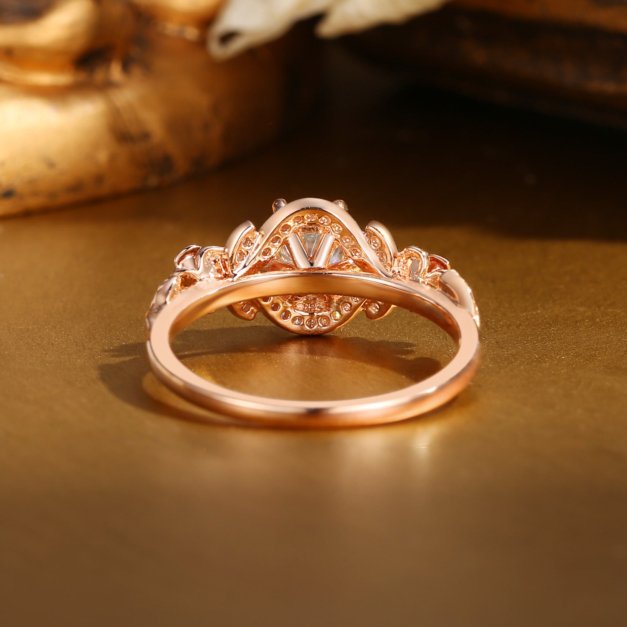 Fleur - Art Deco Round Cut Moissanite Flower Engagement Ring