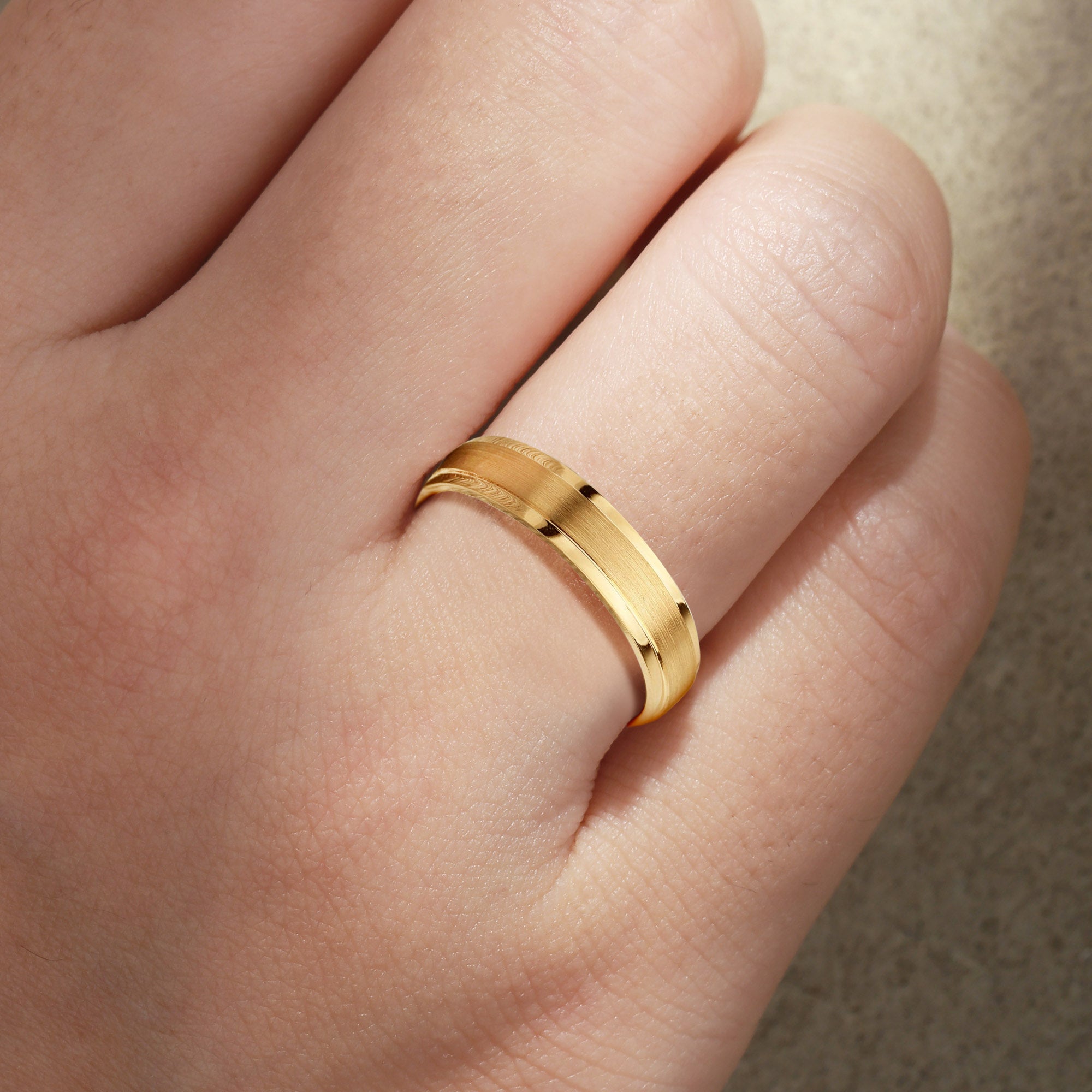 Clarissa - Mens Wedding Band 5mm Yellow Gold Mens Ring