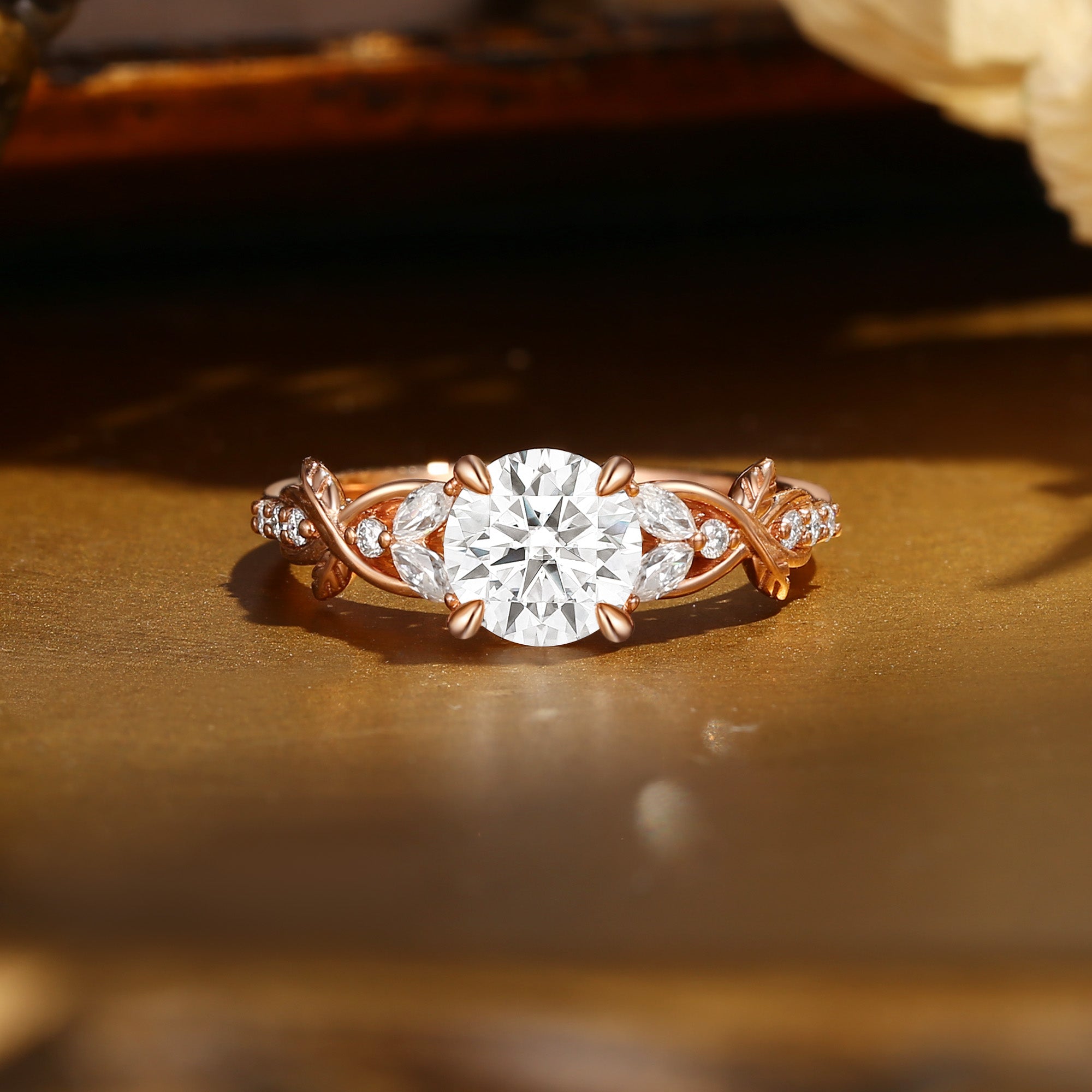 Bonnie - Hidden Stone Round Cut Moissanite Victorian Engagement Ring