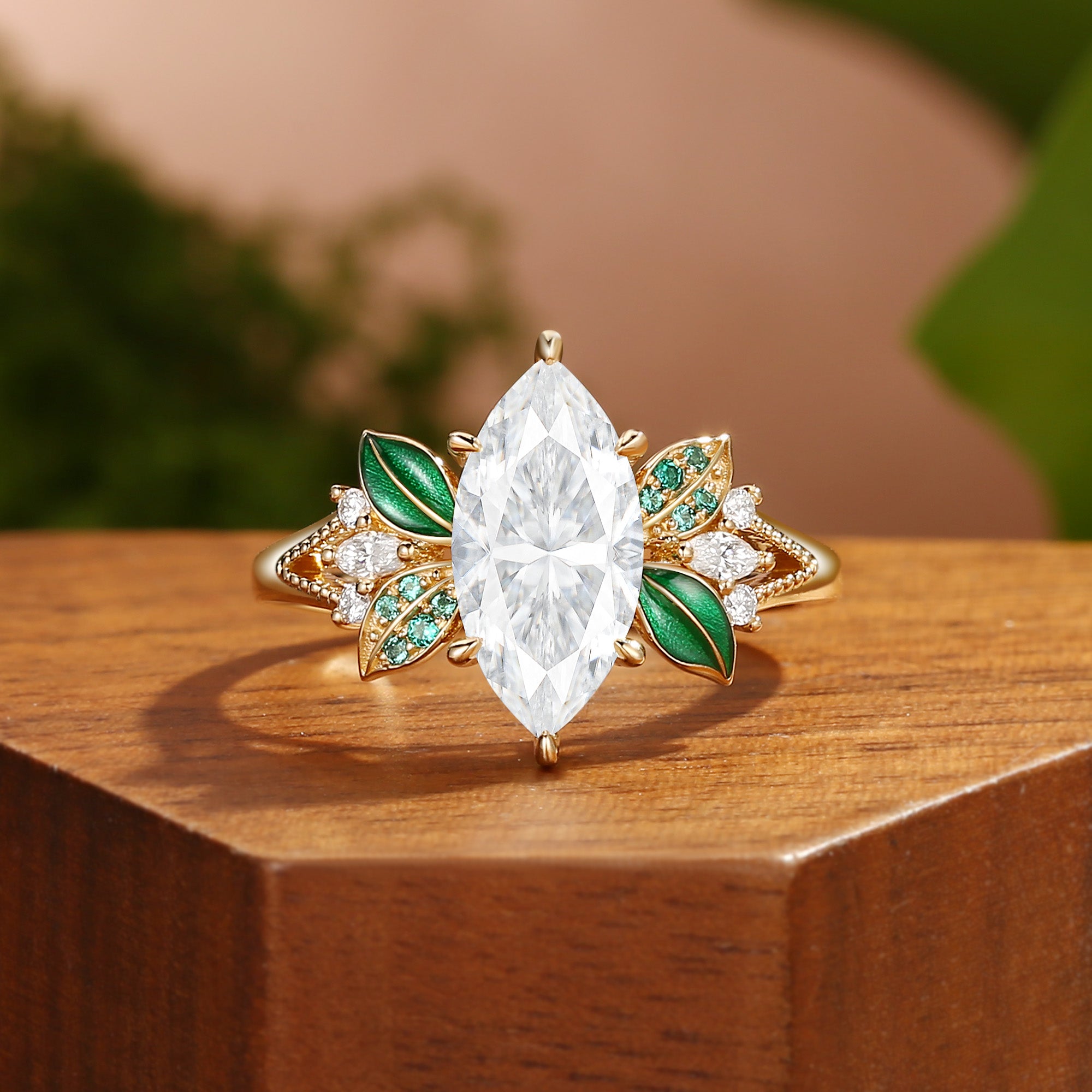 Vivi - 1.5CT Unique Marquise Moissanite Green Enamel Fairy Engagement –  Blingflare, image size:2000x2000