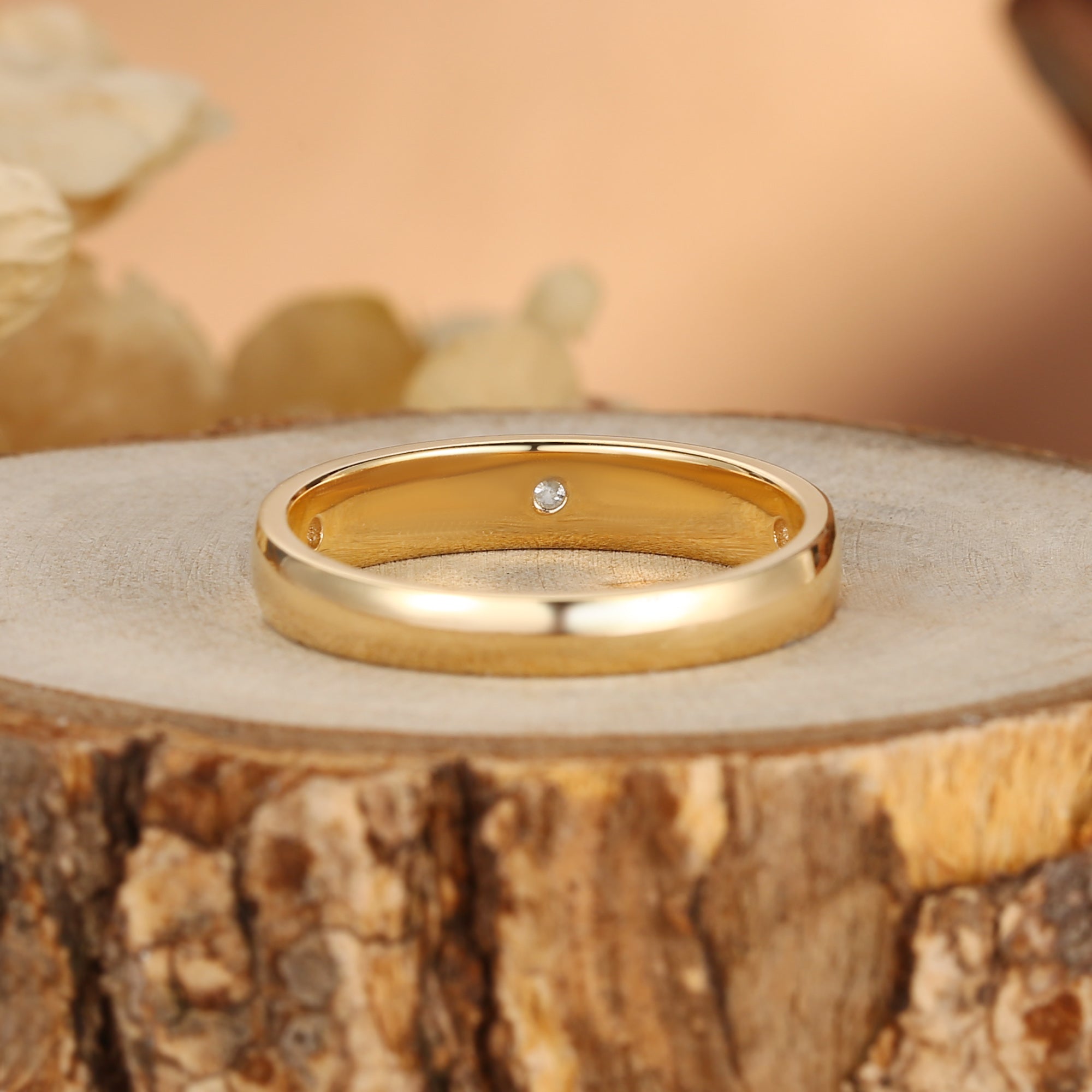 5MM Moissanite Leafy Engraved Promise Gold Men Rings