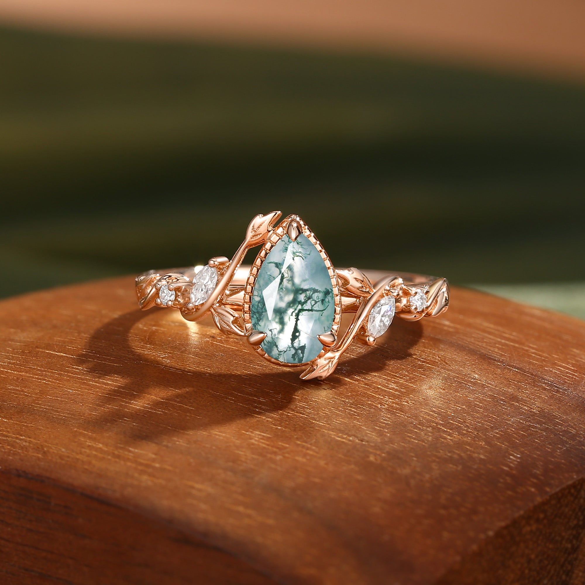 Cranberry - Nature Inspired Moss Agate Engagement Ring