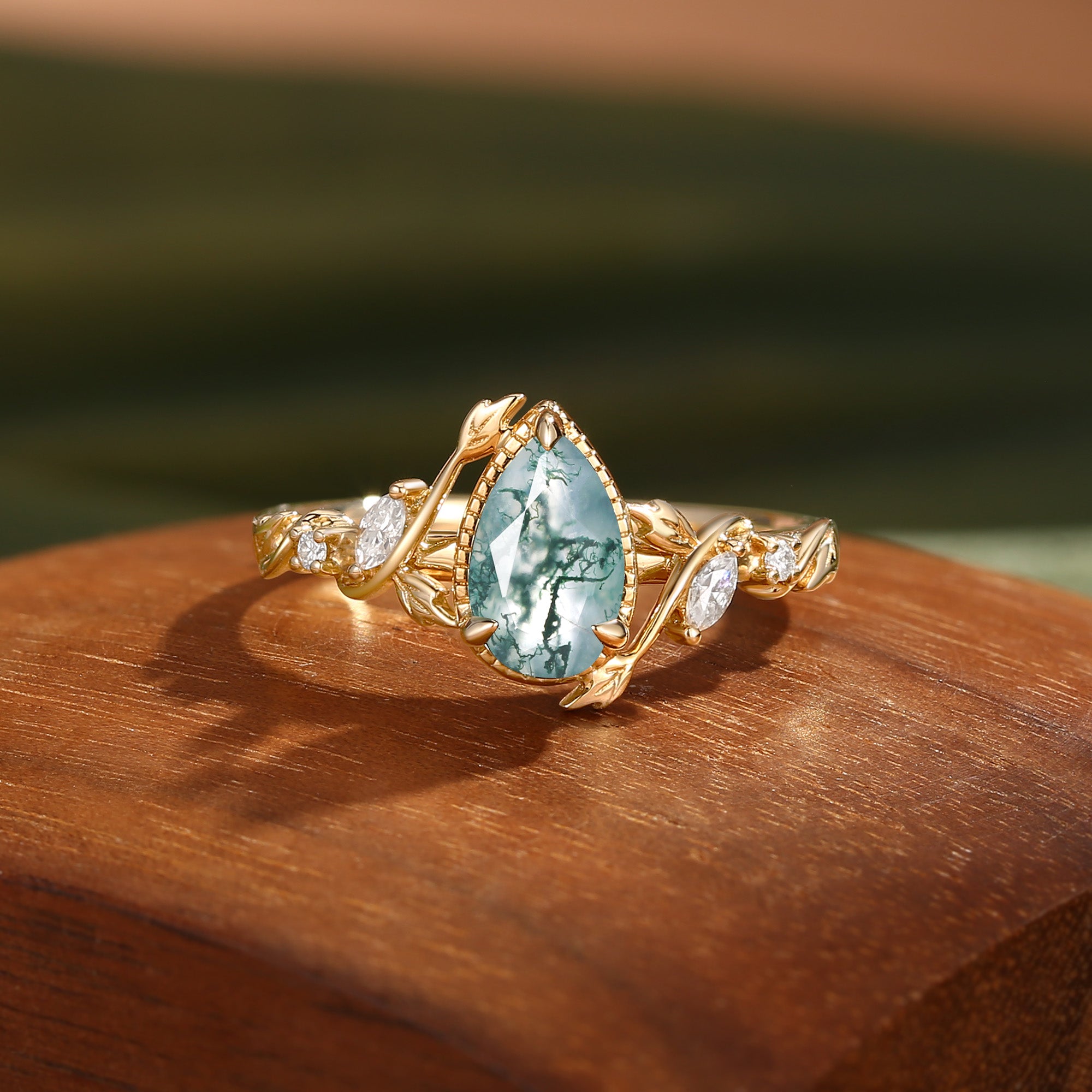 Cranberry - Nature Inspired Moss Agate Engagement Ring