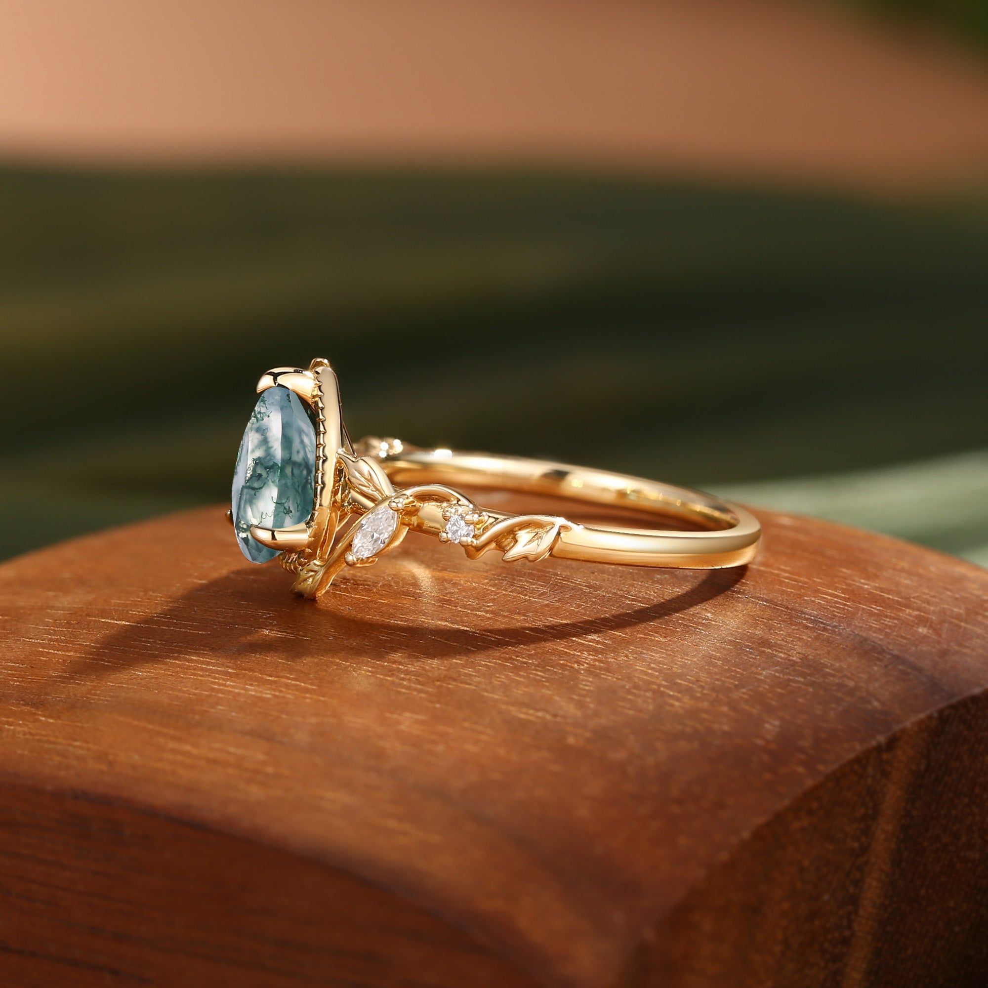 Cranberry - Nature Inspired Moss Agate Engagement Ring