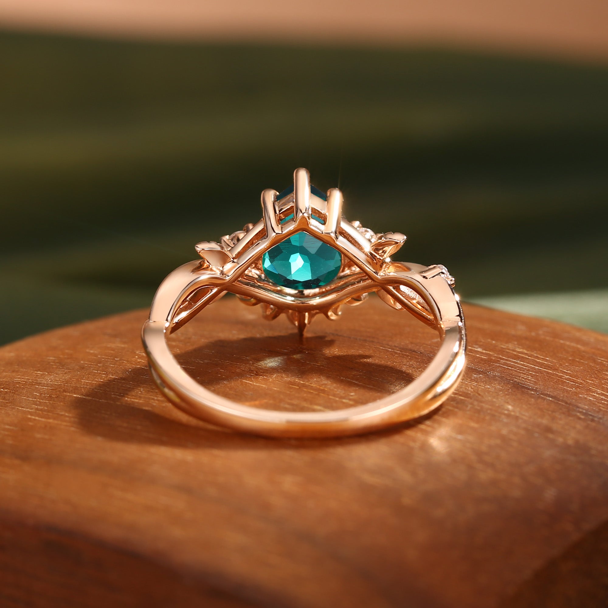 Drisana - 14K Pear Cut Emerald Fairycore Engagement Ring