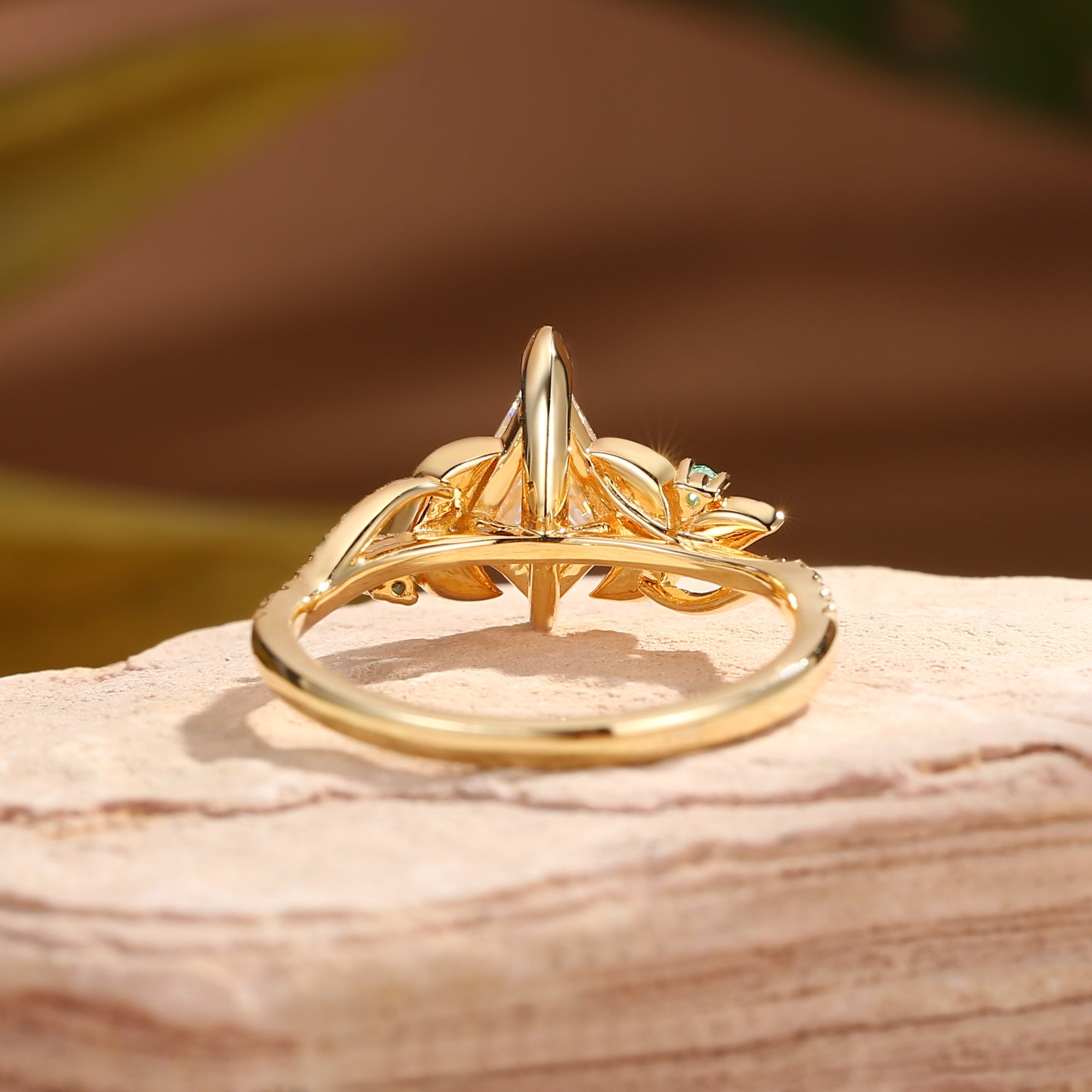 Faye - Unique Kite Moissanite Leaf Enamel Fairy Engagement Ring