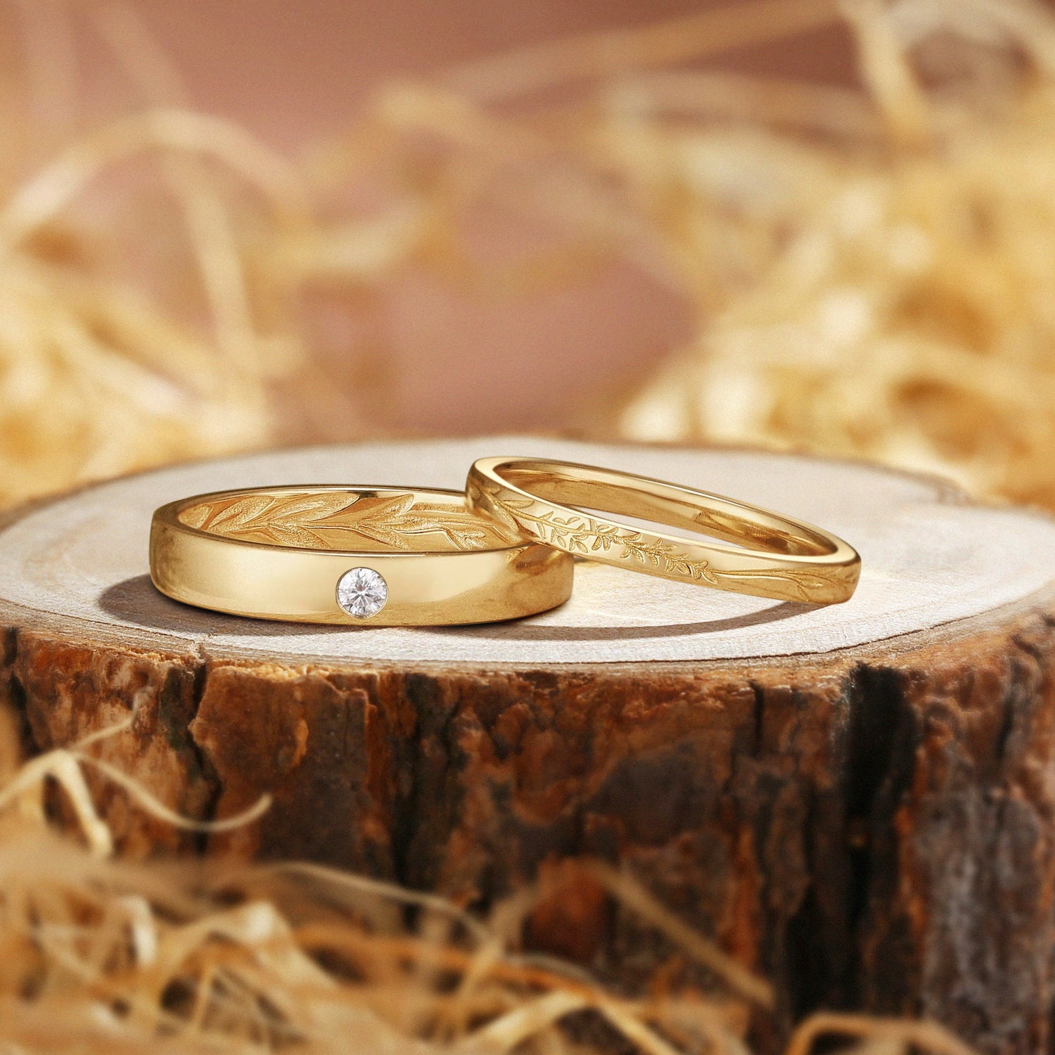 Lavande - Lavender Love Rings – His & Hers Leaf Bands