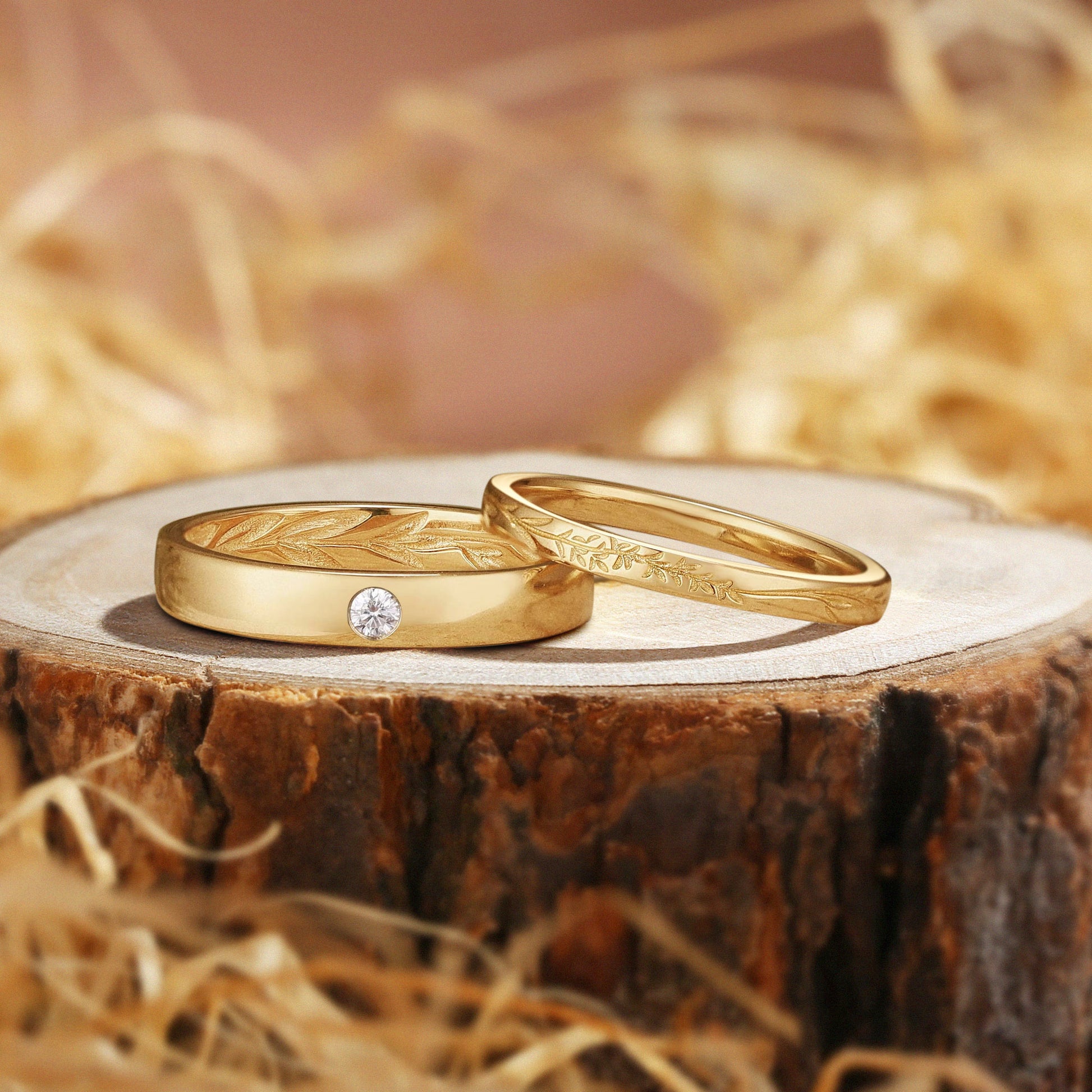 Lavande - Lavender Love Rings – His & Hers Leaf Bands