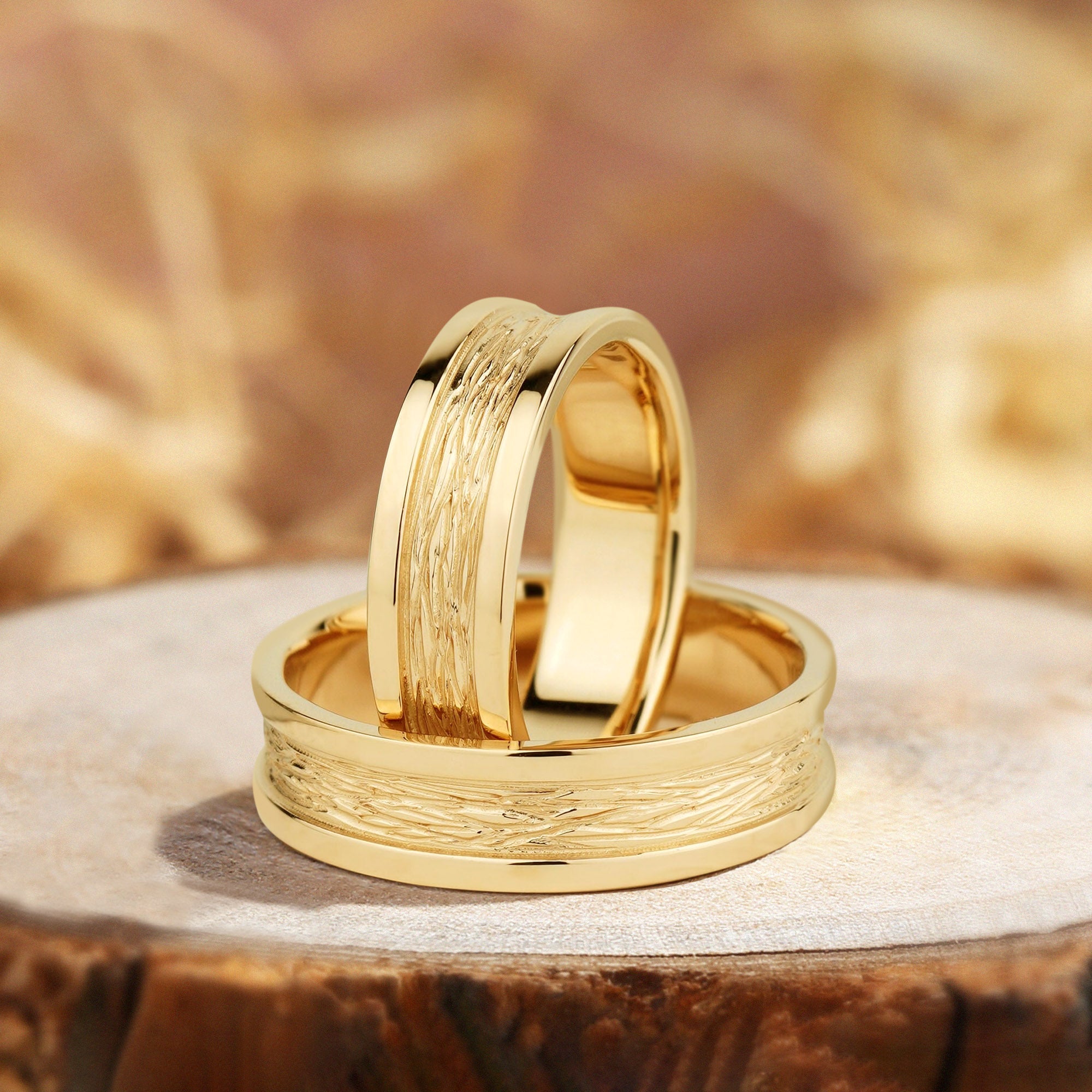 Eleanor - Solid Gold Couple Wedding Rings Set