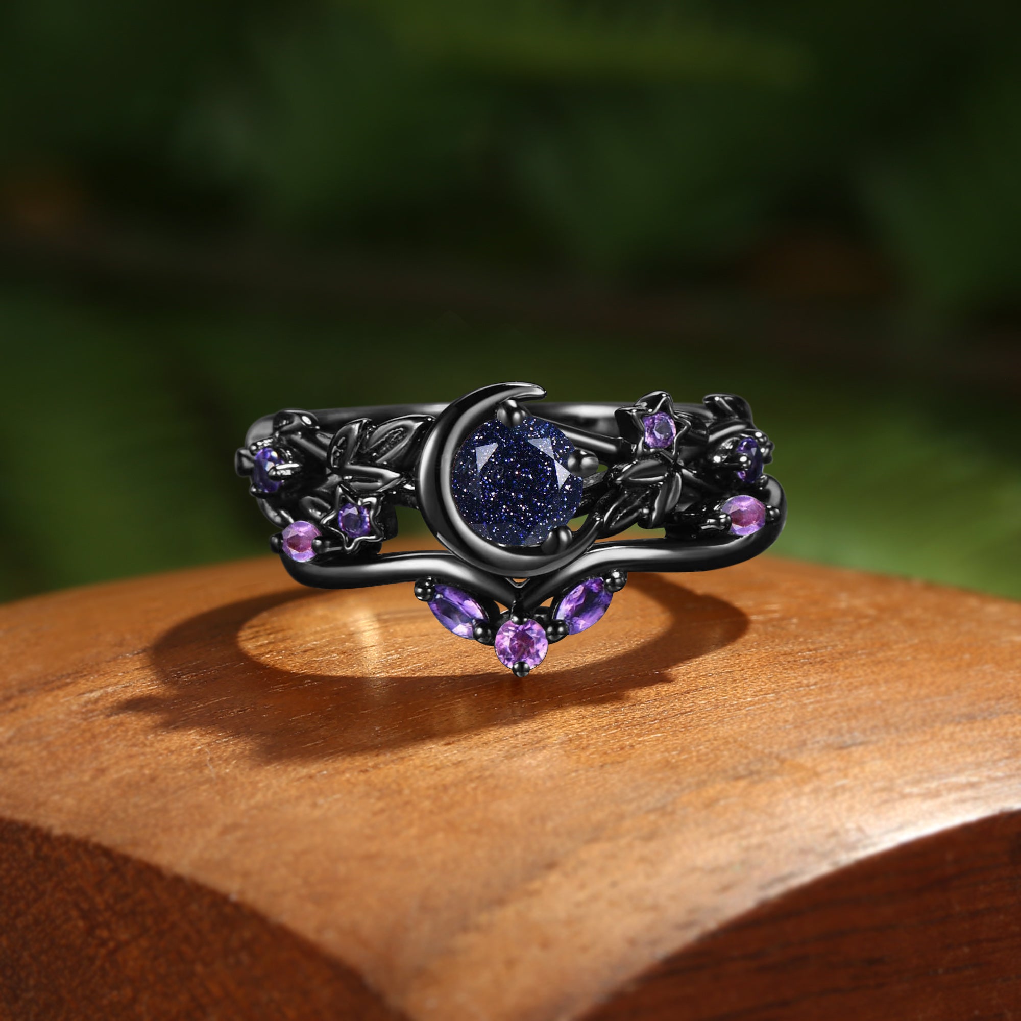 Ysolde - Moon & Star Galaxy Orion Nebula Blue Sandstone Leaf Inspired Bridal Set 2pcs