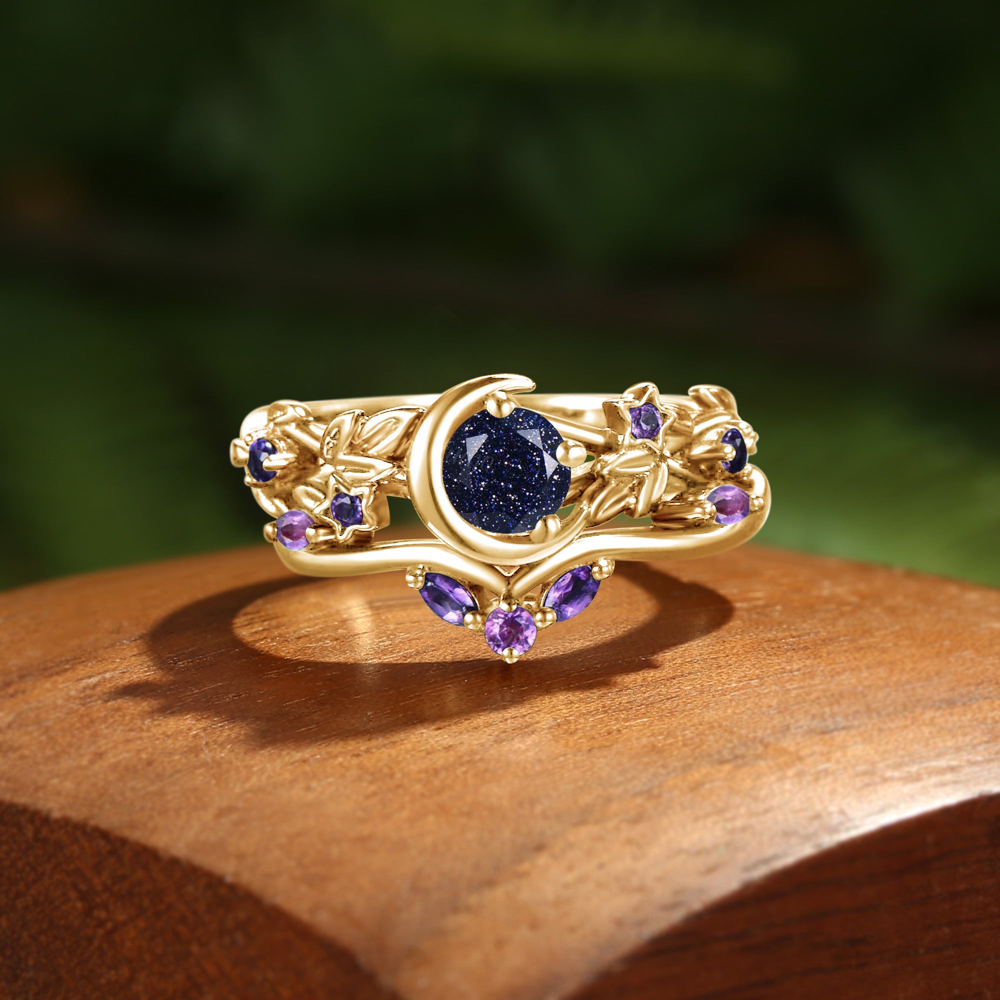 Ysolde - Moon & Star Galaxy Orion Nebula Blue Sandstone Leaf Inspired Bridal Set 2pcs