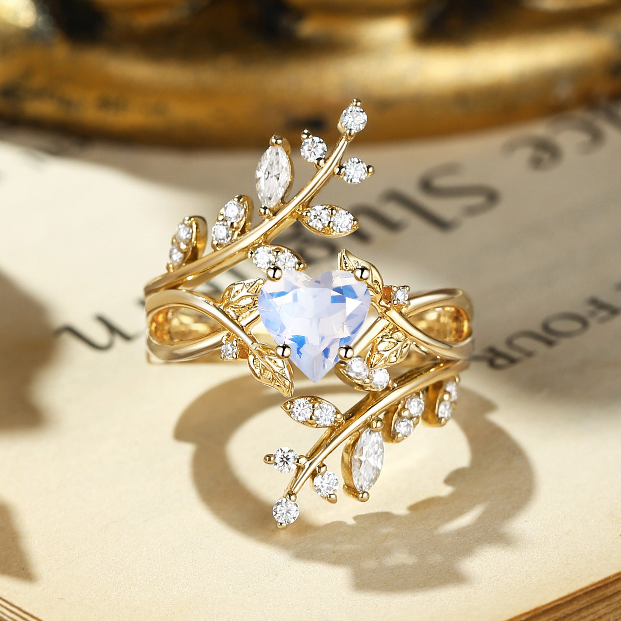 Damaris - Heart Cut Moonstone Enhancer Bridal Set 2pcs