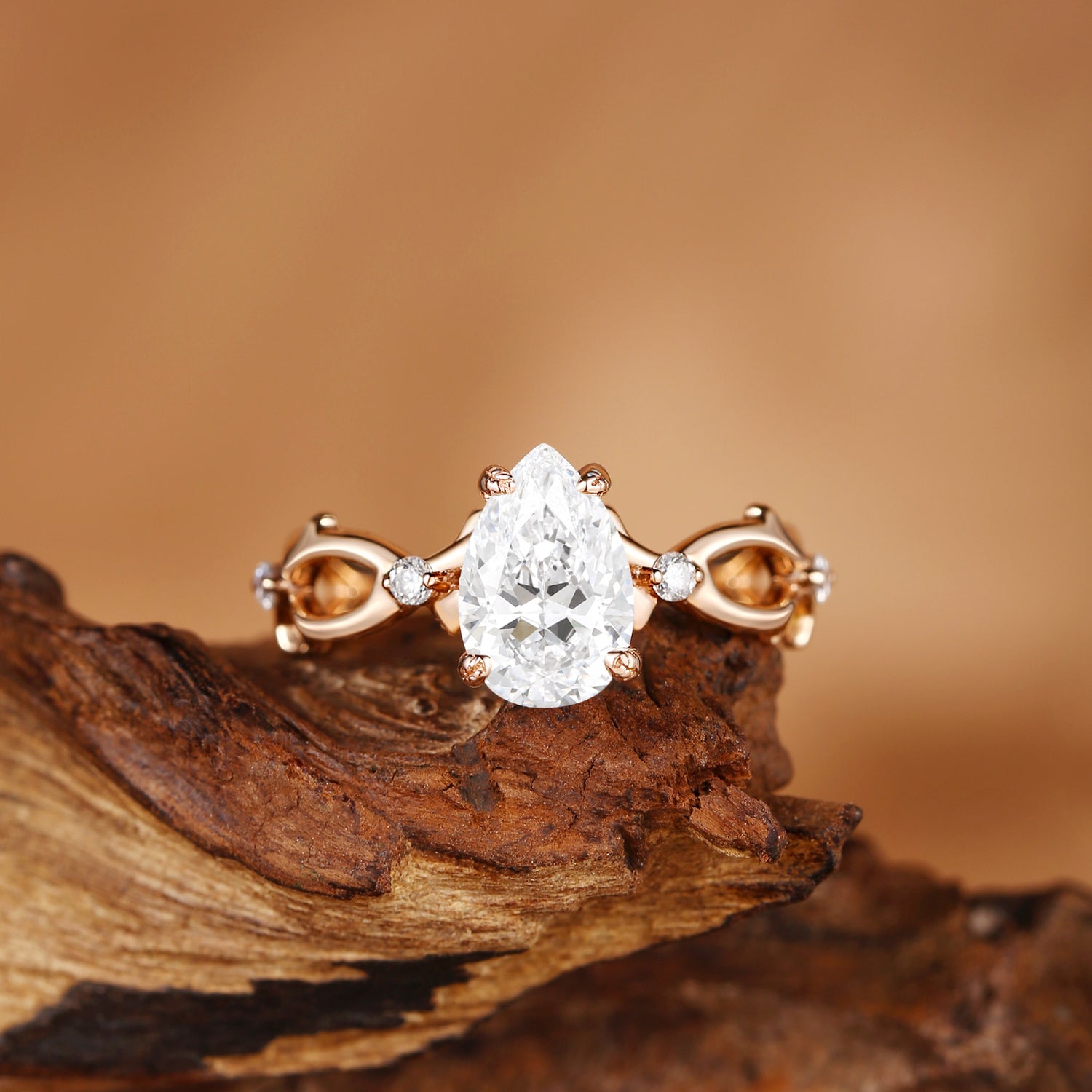 Beatrice - 1.0CT Unique Pear Cut Lab Grown Diamond Thorns Engagement Ring