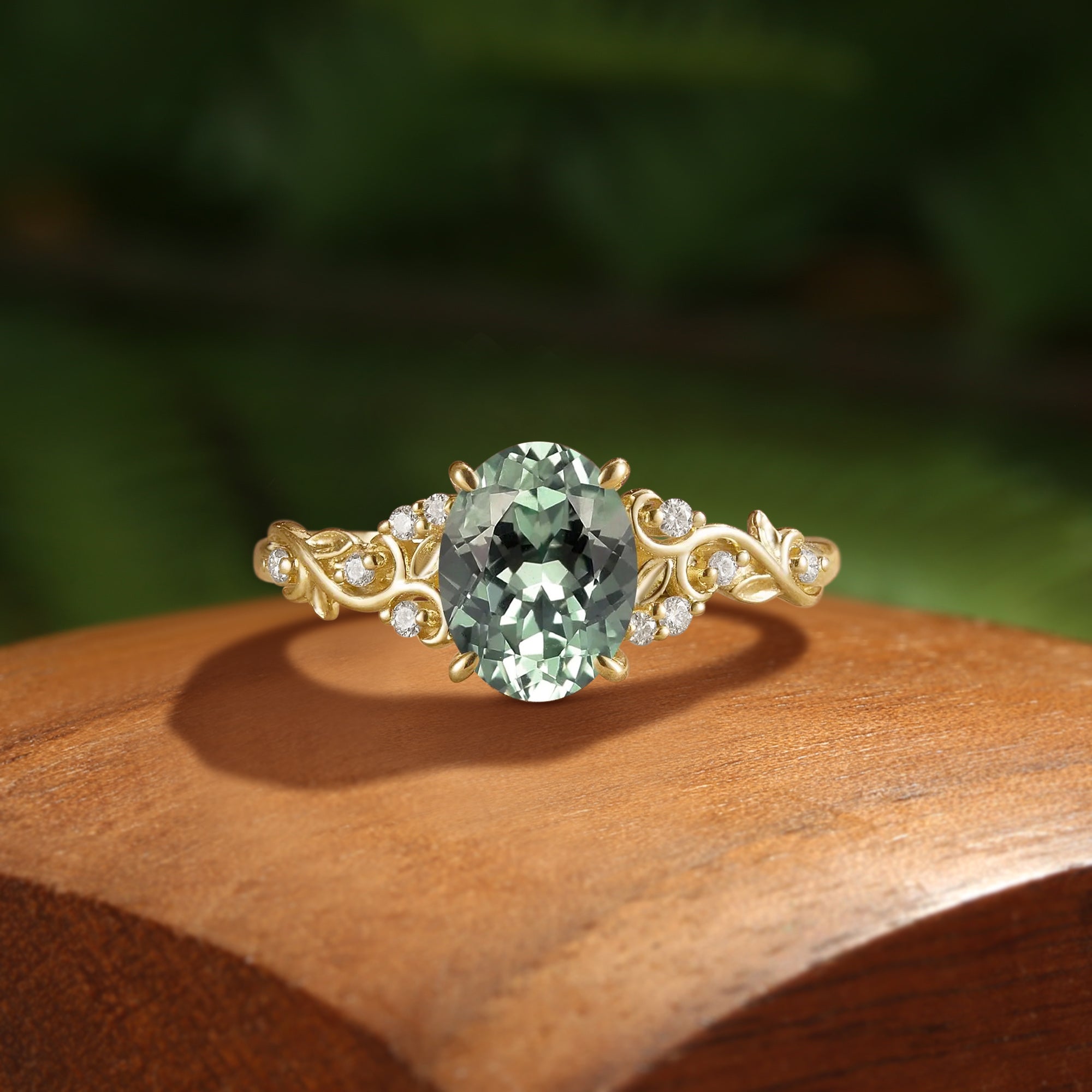 Breeze - Lab Grown Mint Light Green Sapphire Victorian Filigree Engagement Ring