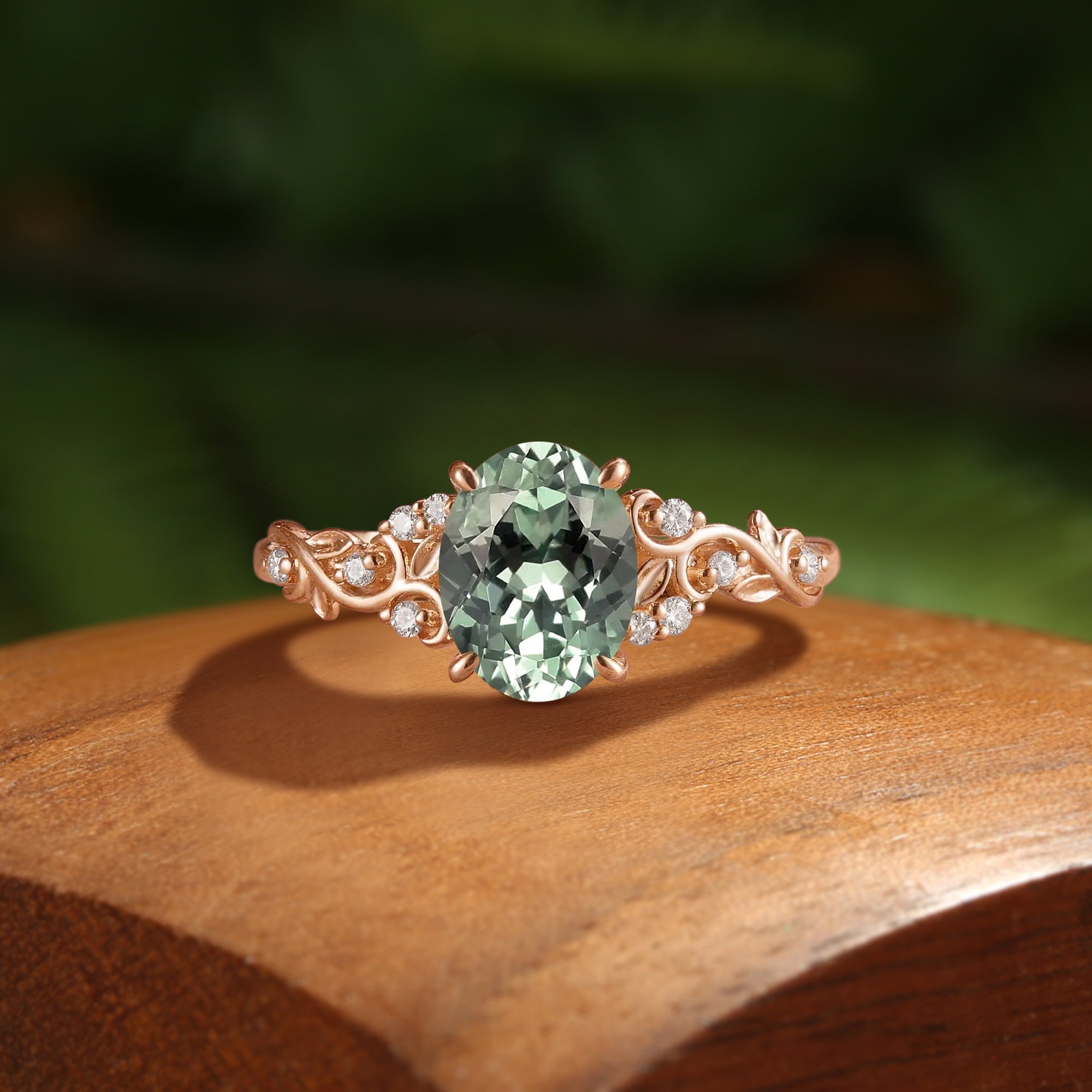 Breeze - Lab Grown Mint Light Green Sapphire Victorian Filigree Engagement Ring