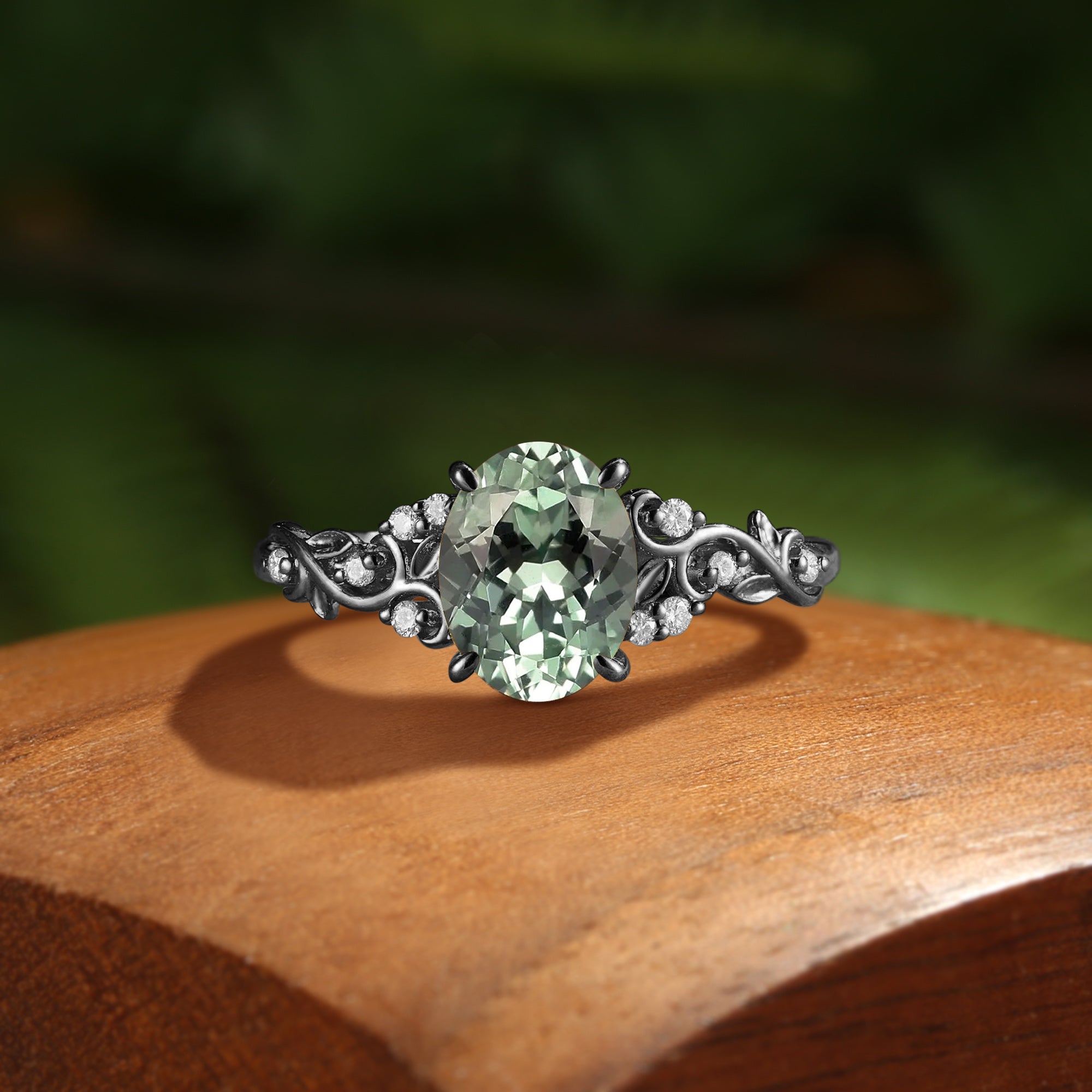 Breeze - Lab Grown Mint Light Green Sapphire Victorian Filigree Engagement Ring