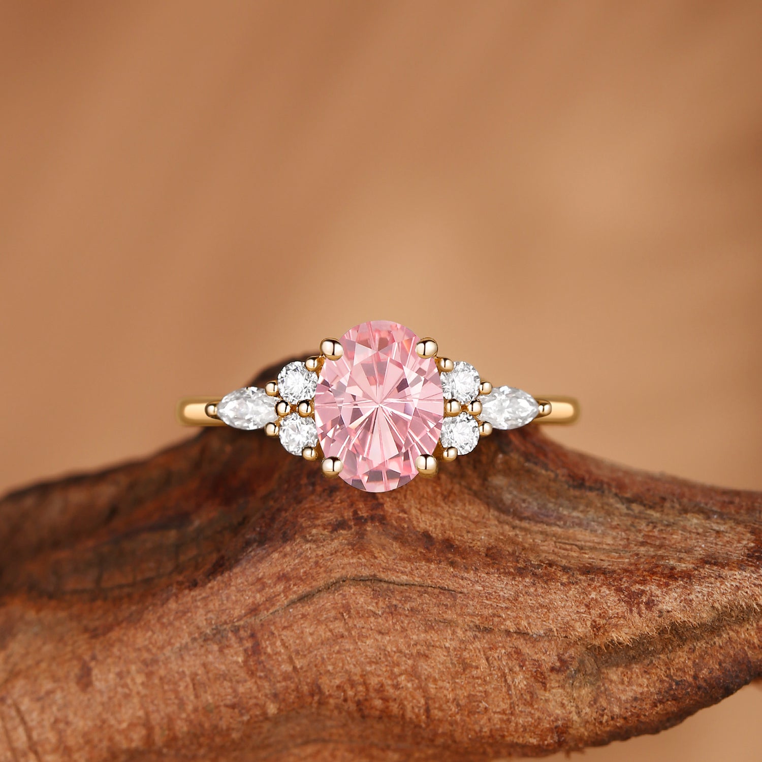 Lucinda - Oval Cut Firework Padparadscha Sapphire Classic Engagement Ring