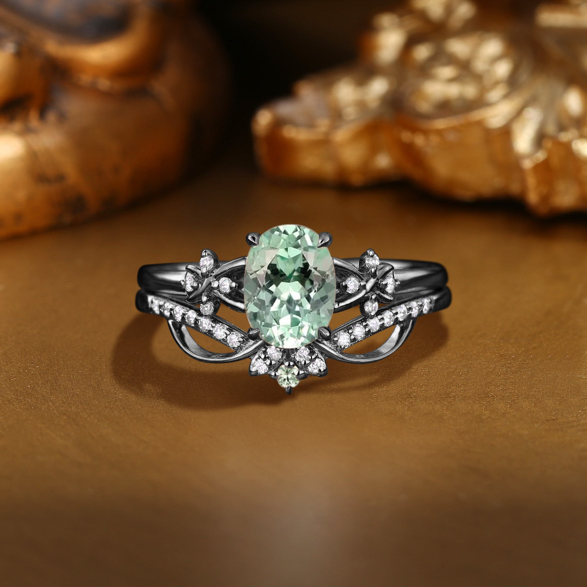 Cybele - Lab Mint Green Sapphire Princesscore Fairy Bridal Set 2PCS