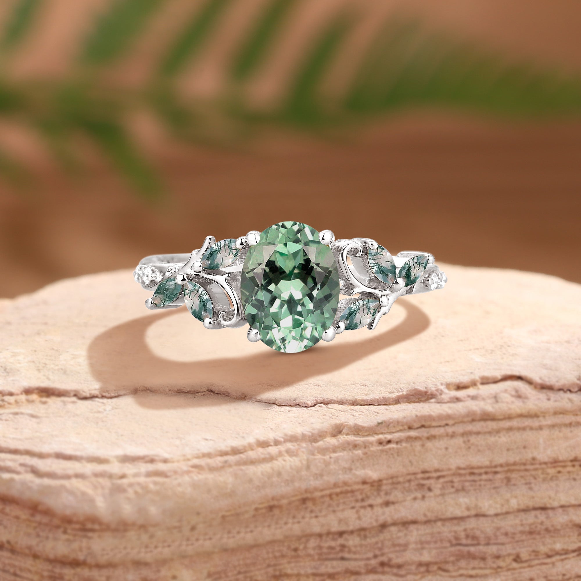 Breeze - Mint Light Green Sapphire Royalcore Victorian Filigree Engagement Ring