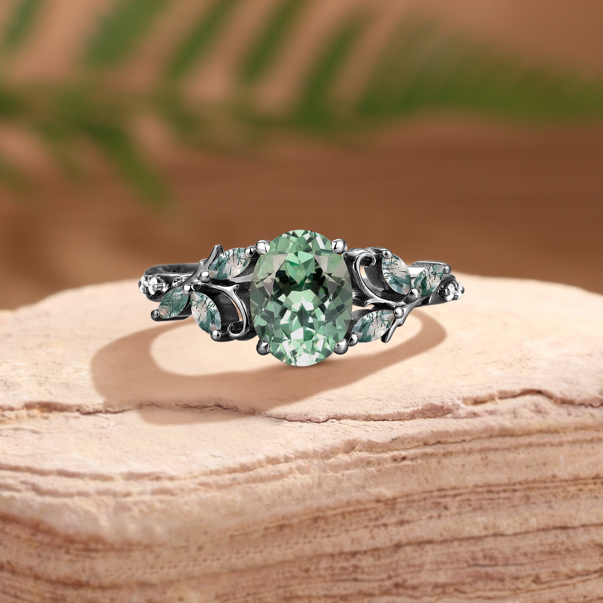 Breeze - Mint Light Green Sapphire Royalcore Victorian Filigree Engagement Ring