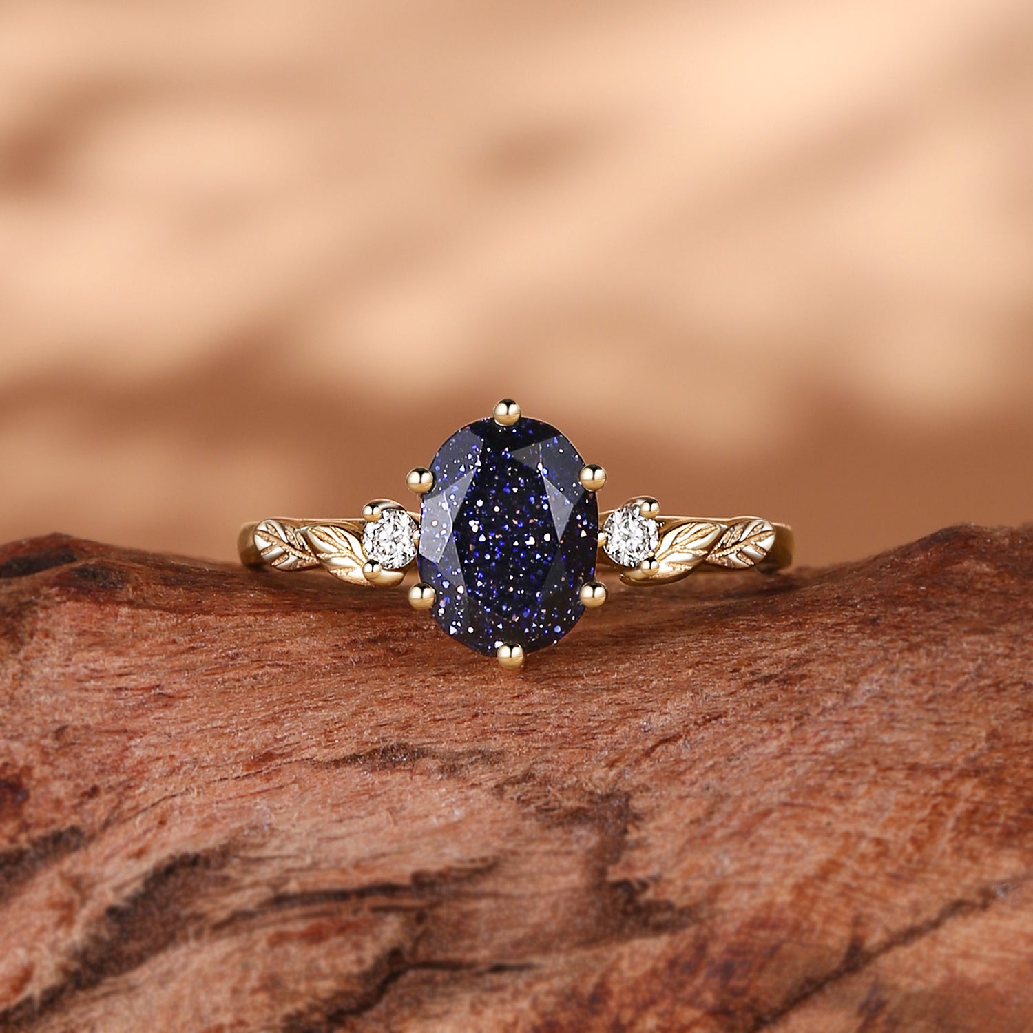 Leaf Ring -  Blue Sandstone Natural Inspired Leafy Engagement Ring