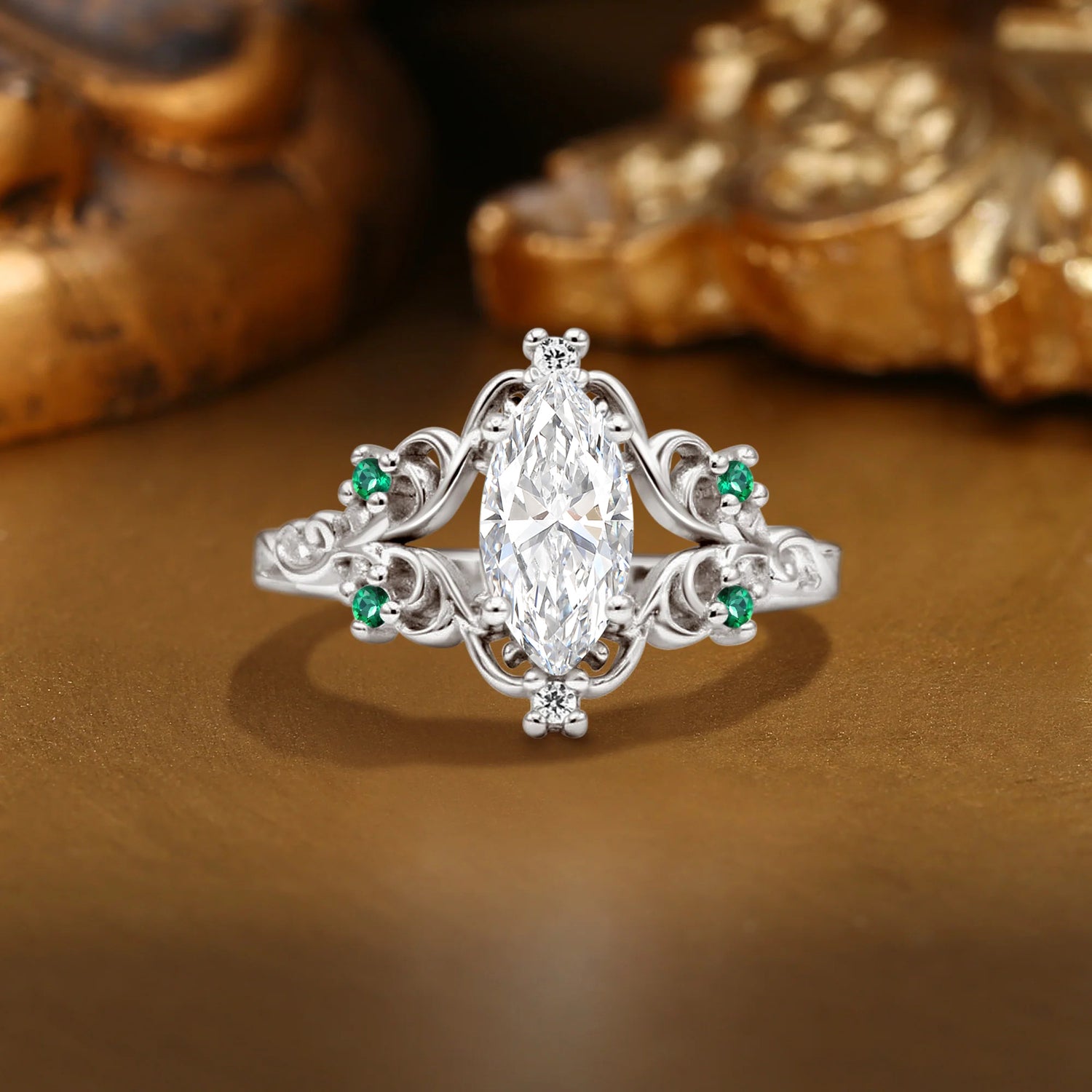 Lois - Marquise Lab Grown Diamond Filigree Royalcore Wedding Ring