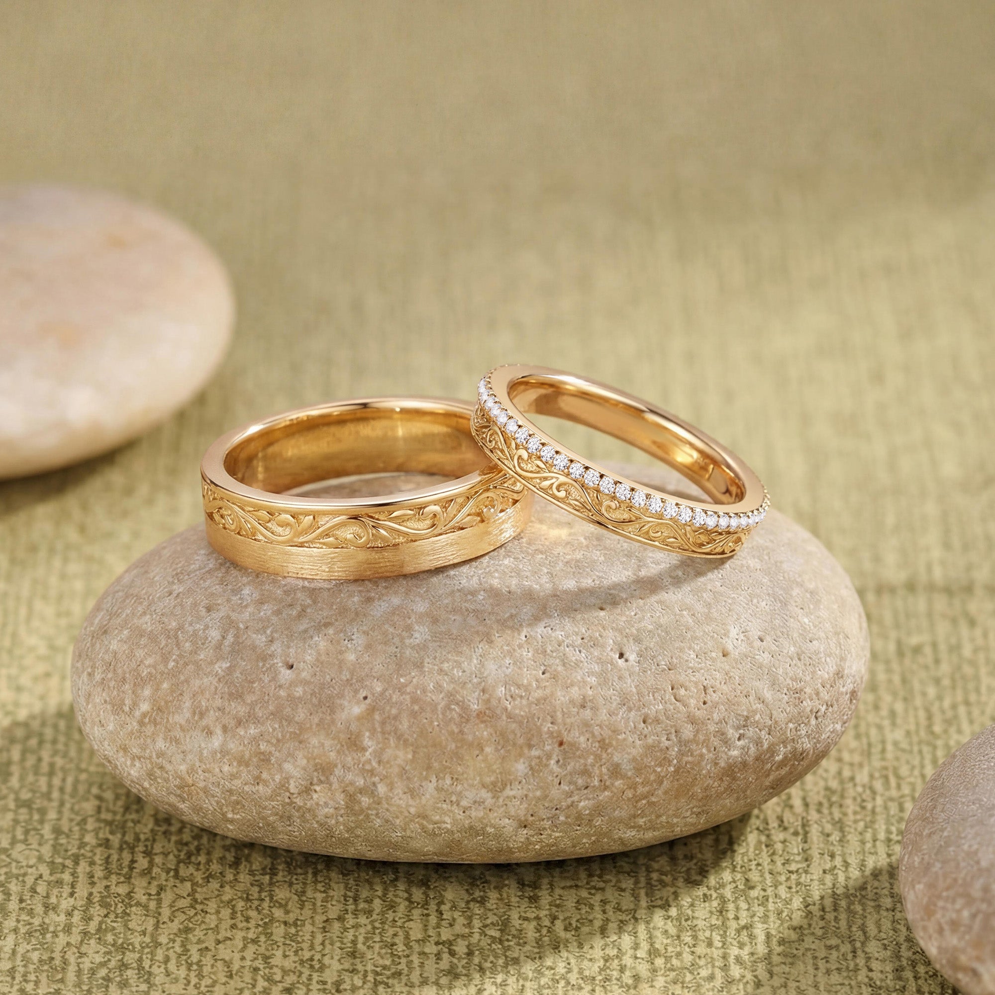 Couple Ring - Nature Inspired Leaf Promise Ring Set