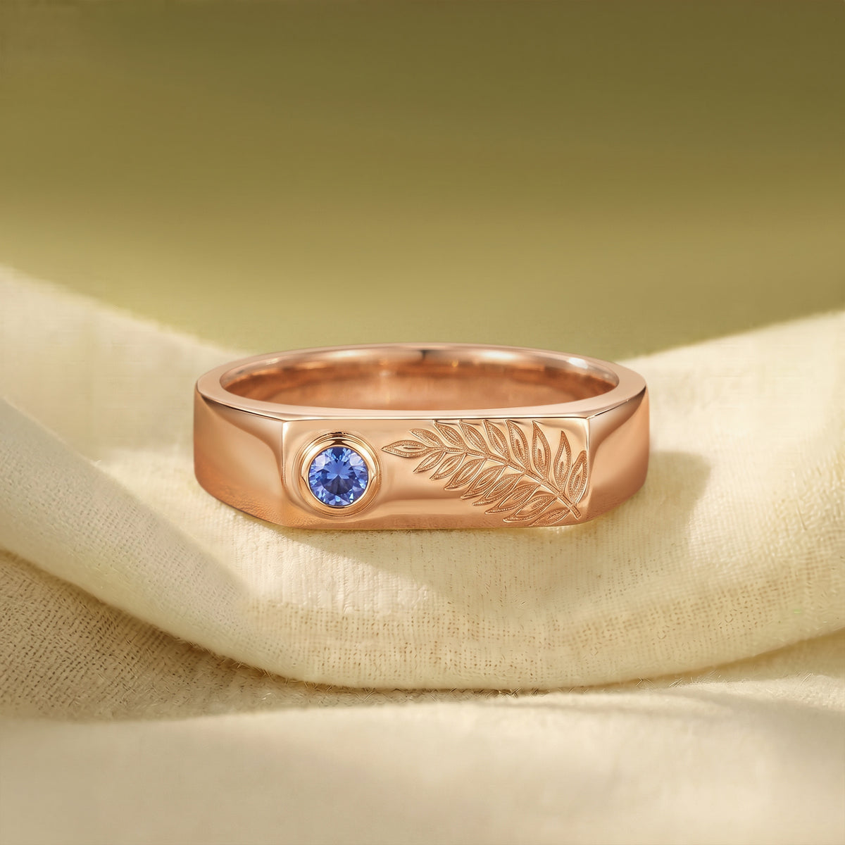 Laurel Lefy Cornflower Blue Sapphire Inspired Anniversary Ring - Men Band