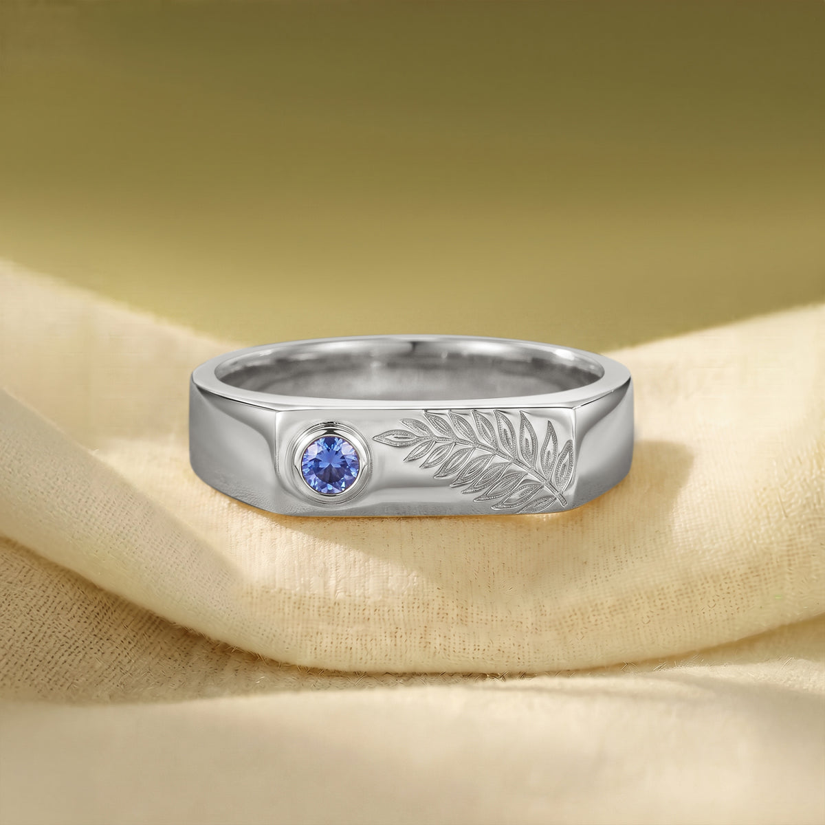 Laurel Lefy Cornflower Blue Sapphire Inspired Anniversary Ring - Men Band