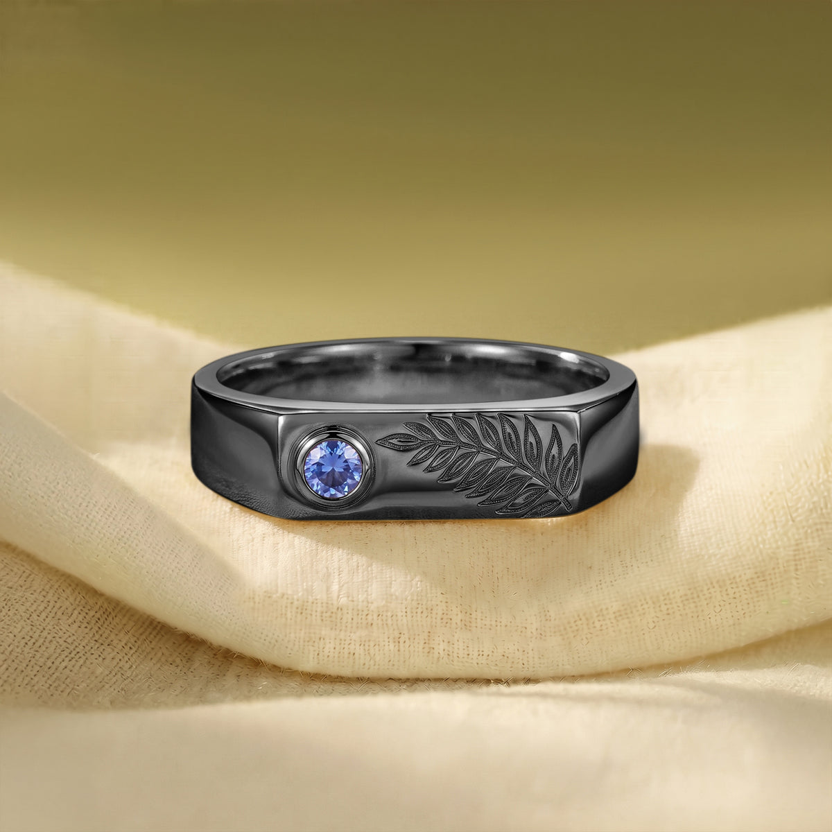 Laurel Lefy Cornflower Blue Sapphire Inspired Anniversary Ring - Men Band