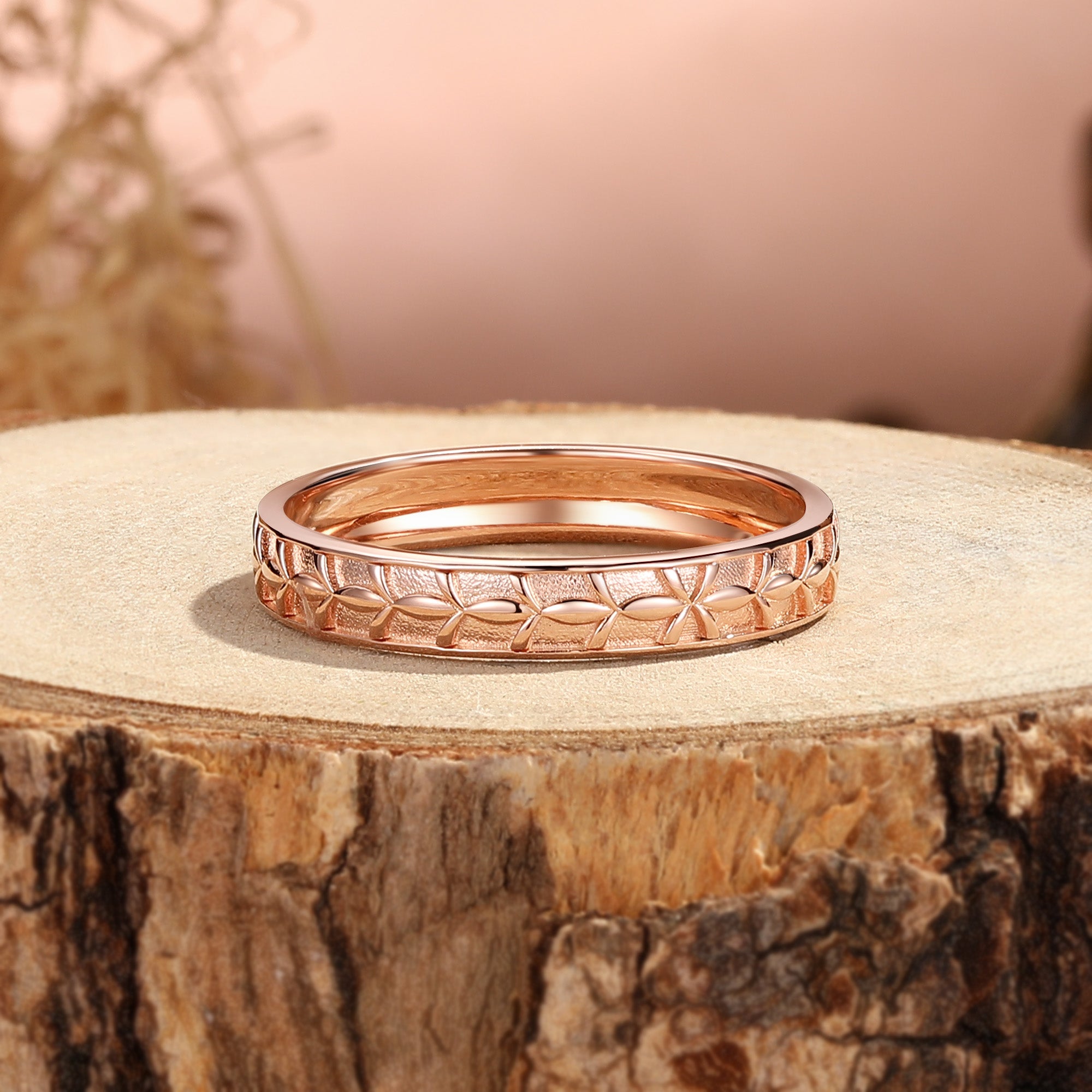 4MM Nature Inspired Leafy Band For Men Rings