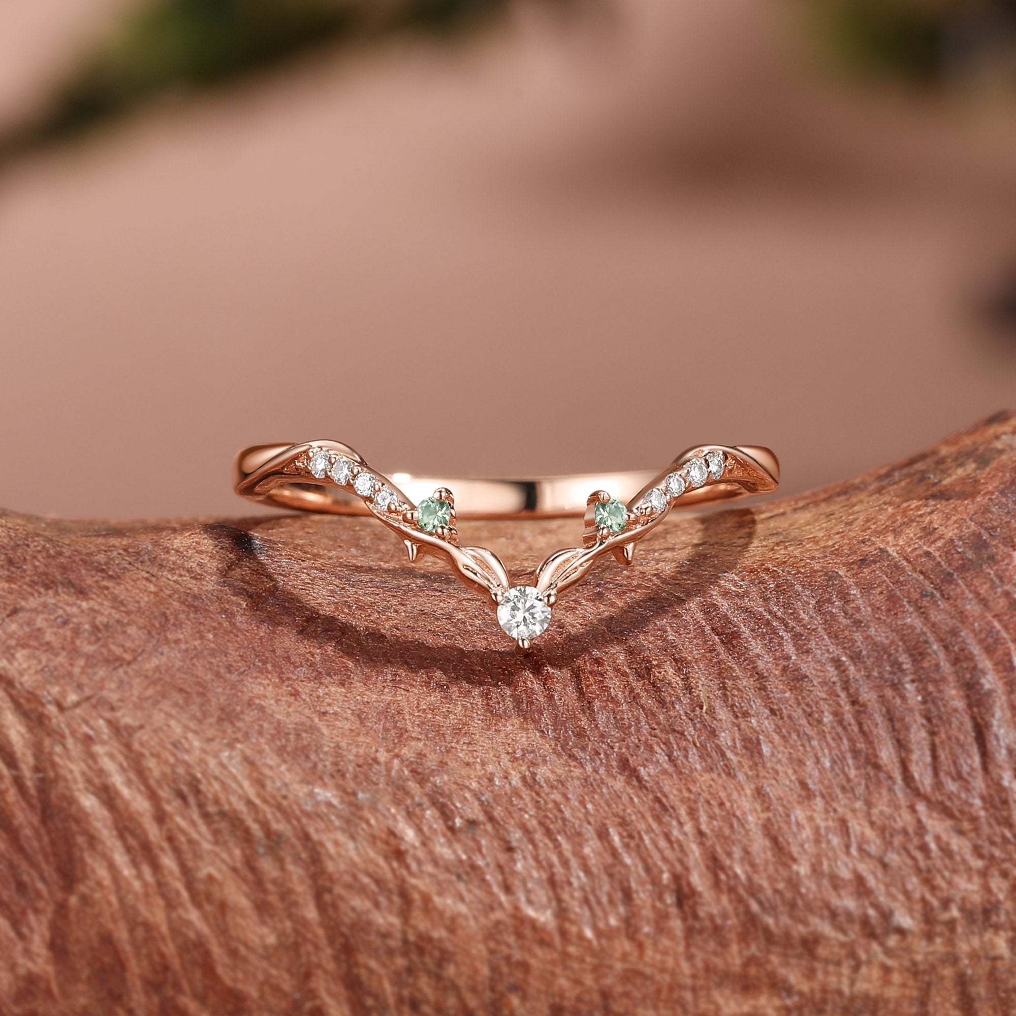 Fairy Marquise Leafy Inspired Cluster Wedding Band