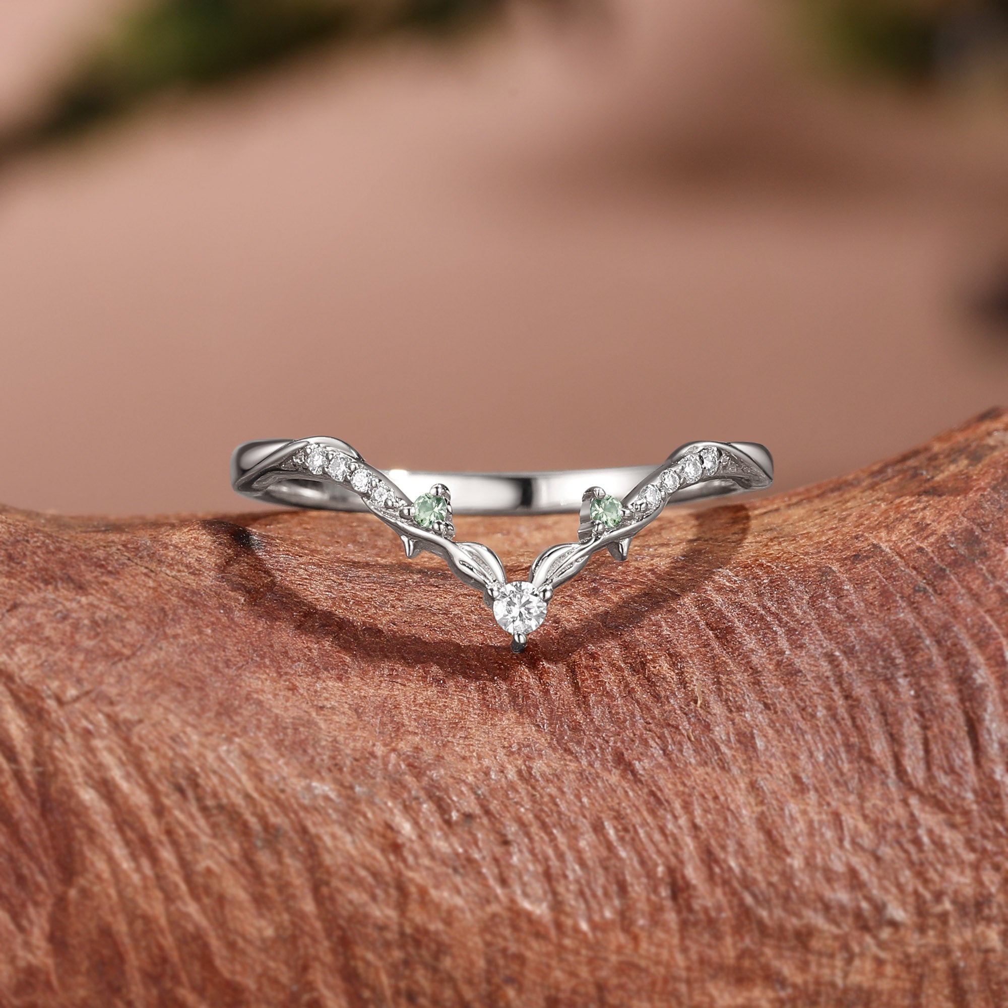 Fairy Marquise Leafy Inspired Cluster Wedding Band