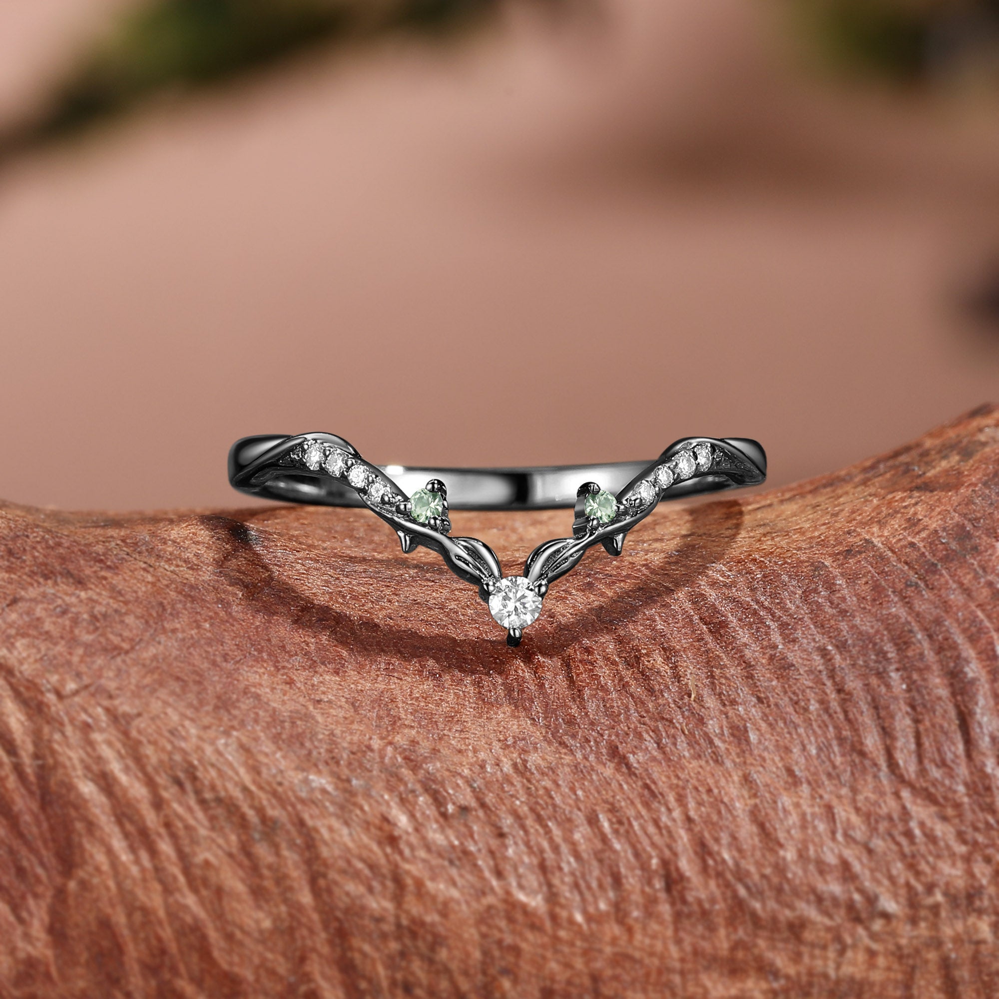 Fairy Marquise Leafy Inspired Cluster Wedding Band