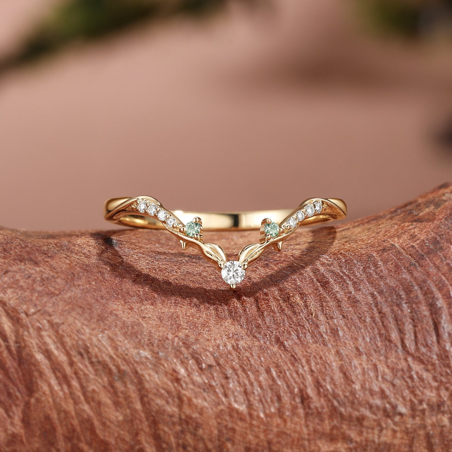Fairy Marquise Leafy Inspired Cluster Wedding Band