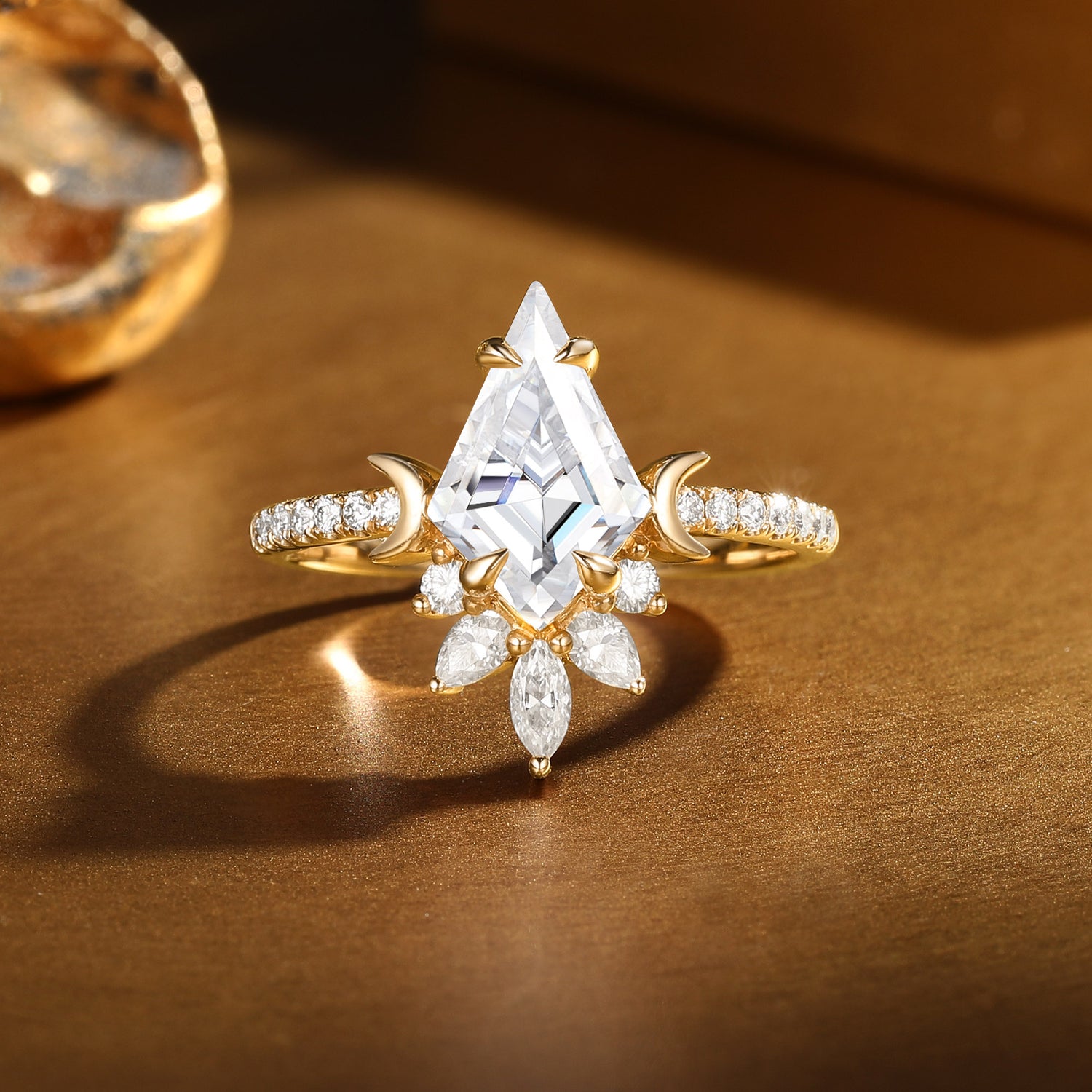 Vintage Kite Cut Moissanite Moon Inspired Engagement Ring - Lune