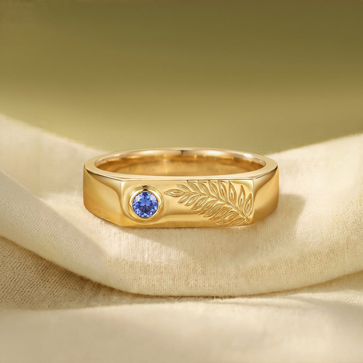 Laurel Lefy Cornflower Blue Sapphire Inspired Anniversary Ring - Men Band