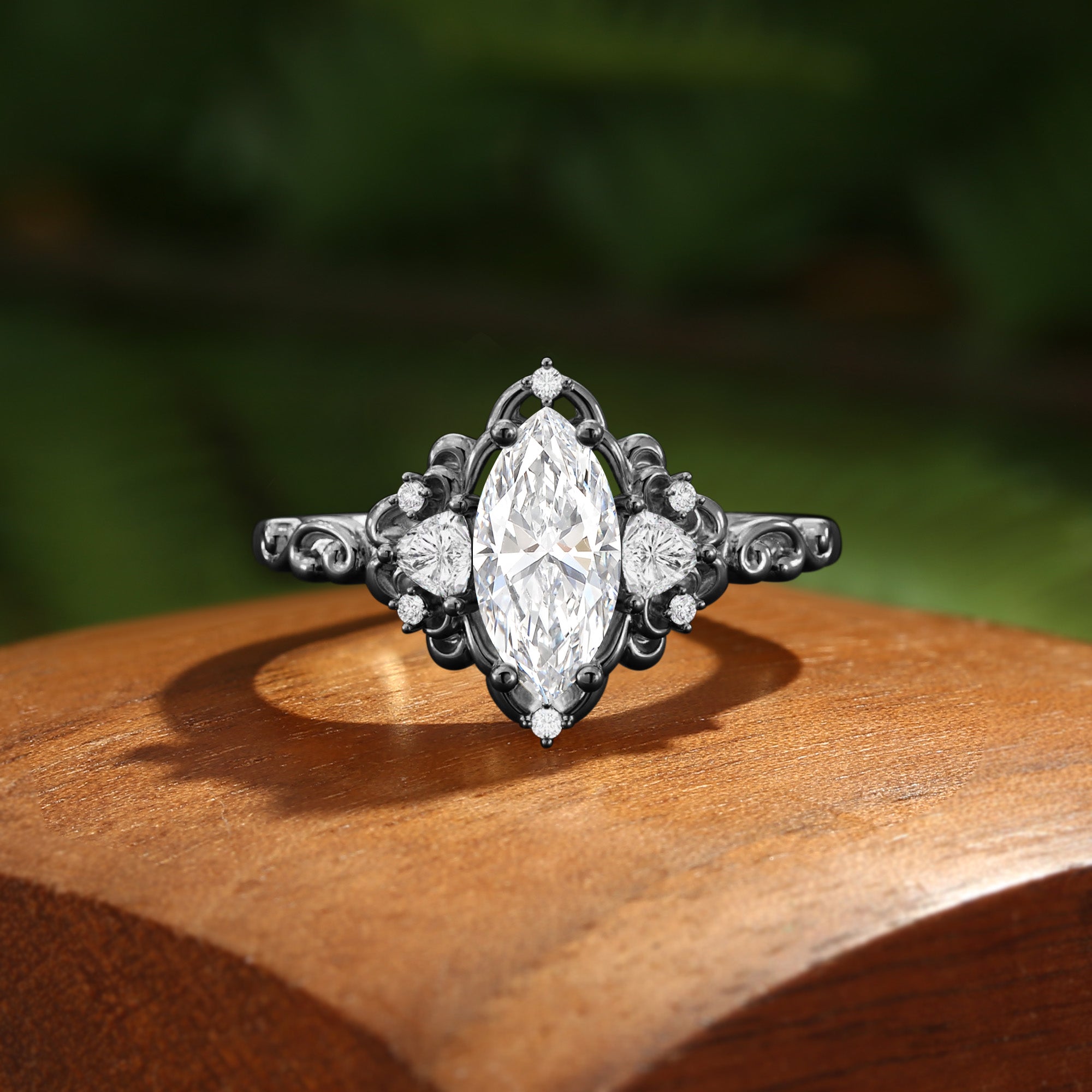Fleur - Three Stone Marquise Cut Lab Grown Diamond Flower Engagement Ring