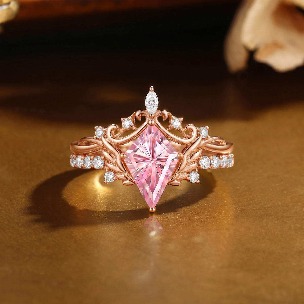 Fairy Wing Firework Kite Cut Pink Sapphire Bridal Set 2pcs - Seraphina