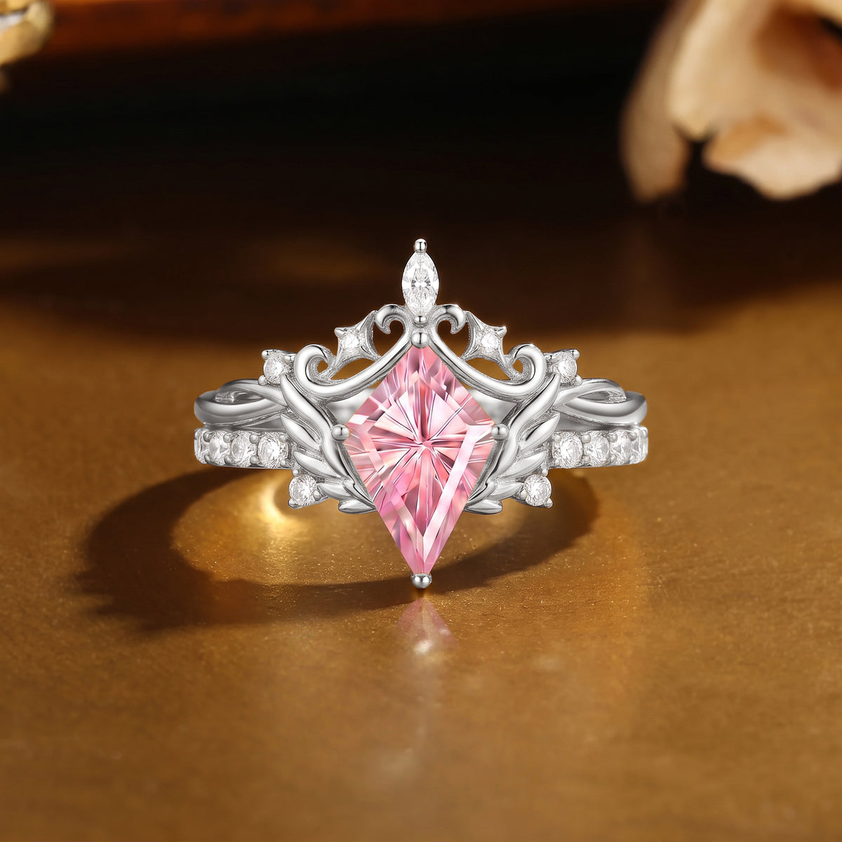 Fairy Wing Firework Kite Cut Pink Sapphire Bridal Set 2pcs - Seraphina