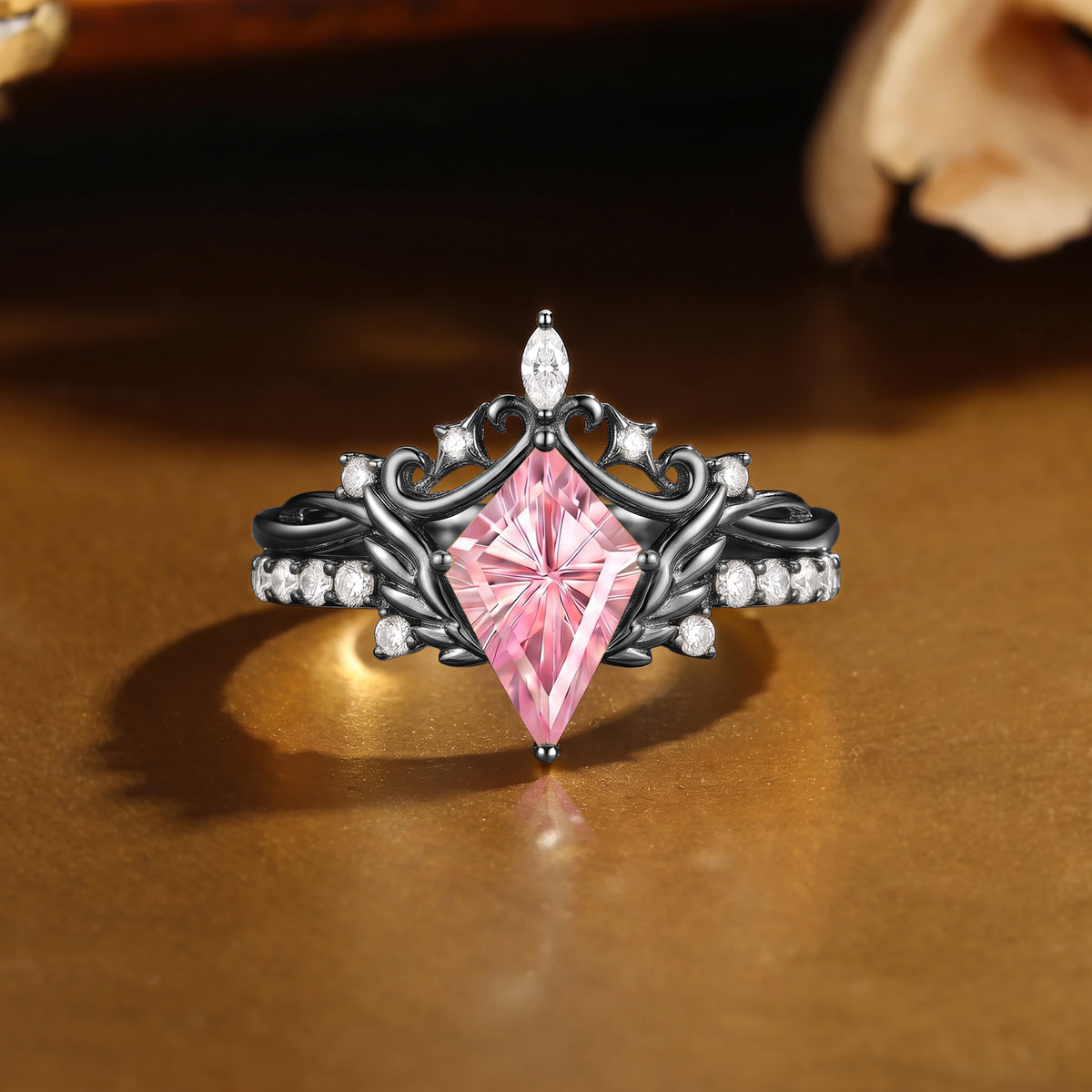 Fairy Wing Firework Kite Cut Pink Sapphire Bridal Set 2pcs - Seraphina