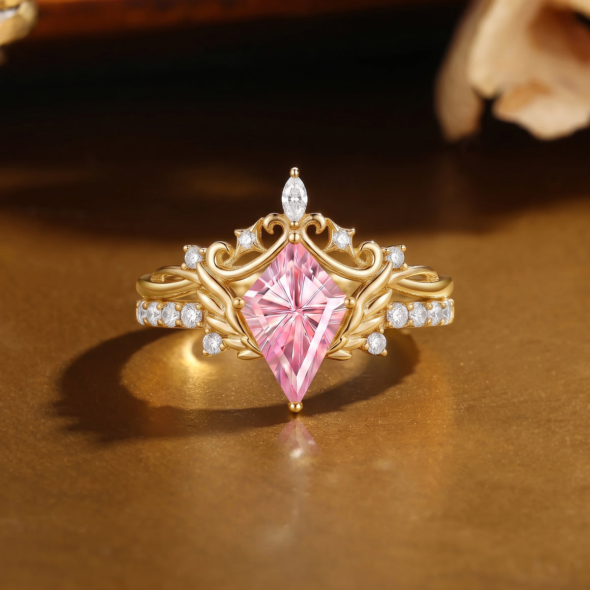 Fairy Wing Firework Kite Cut Pink Sapphire Bridal Set 2pcs - Seraphina