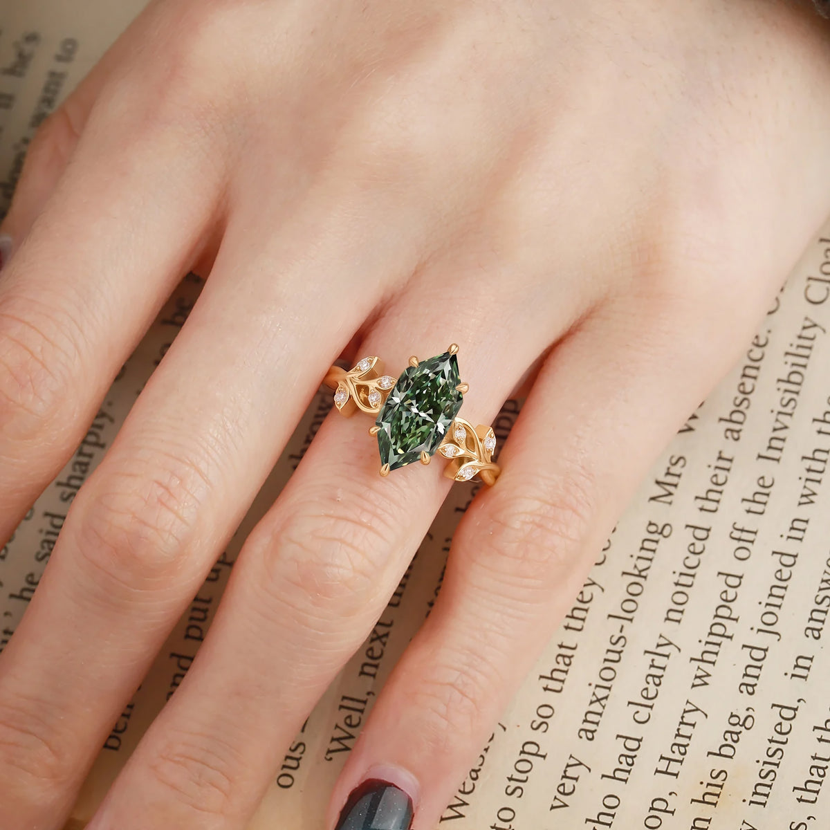 Dutch Marquise Cut Lab Grown Diamond Intertwined Vine Engagement Ring-Vincula