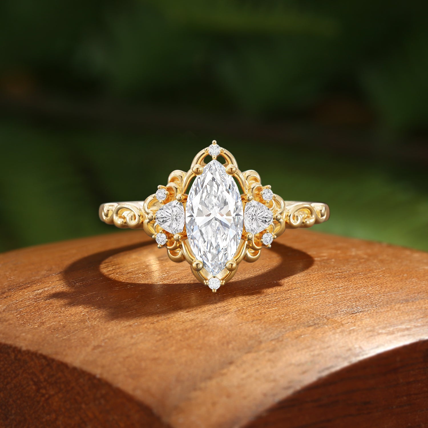 Fleur - Three Stone Marquise Cut Lab Grown Diamond Flower Engagement Ring
